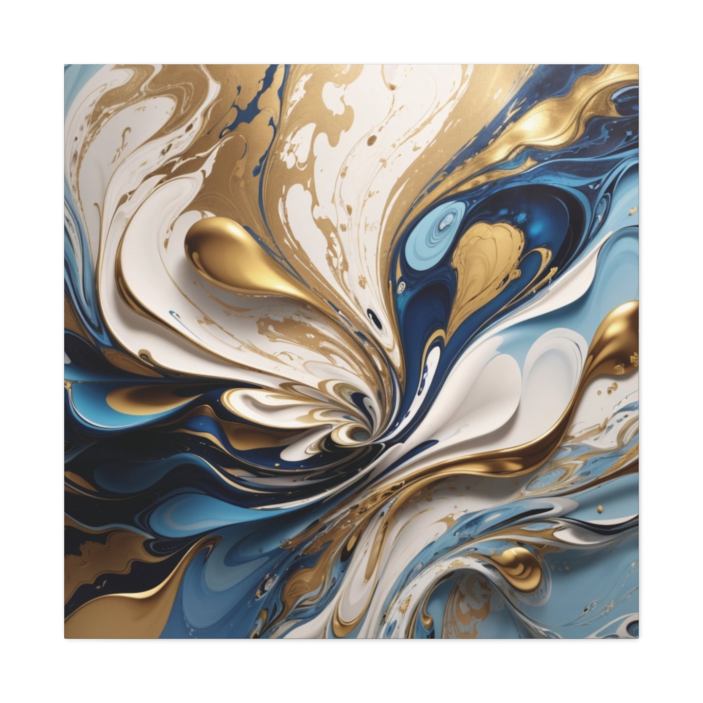 Golden Currents: Fluid Symphony in Blue and White"