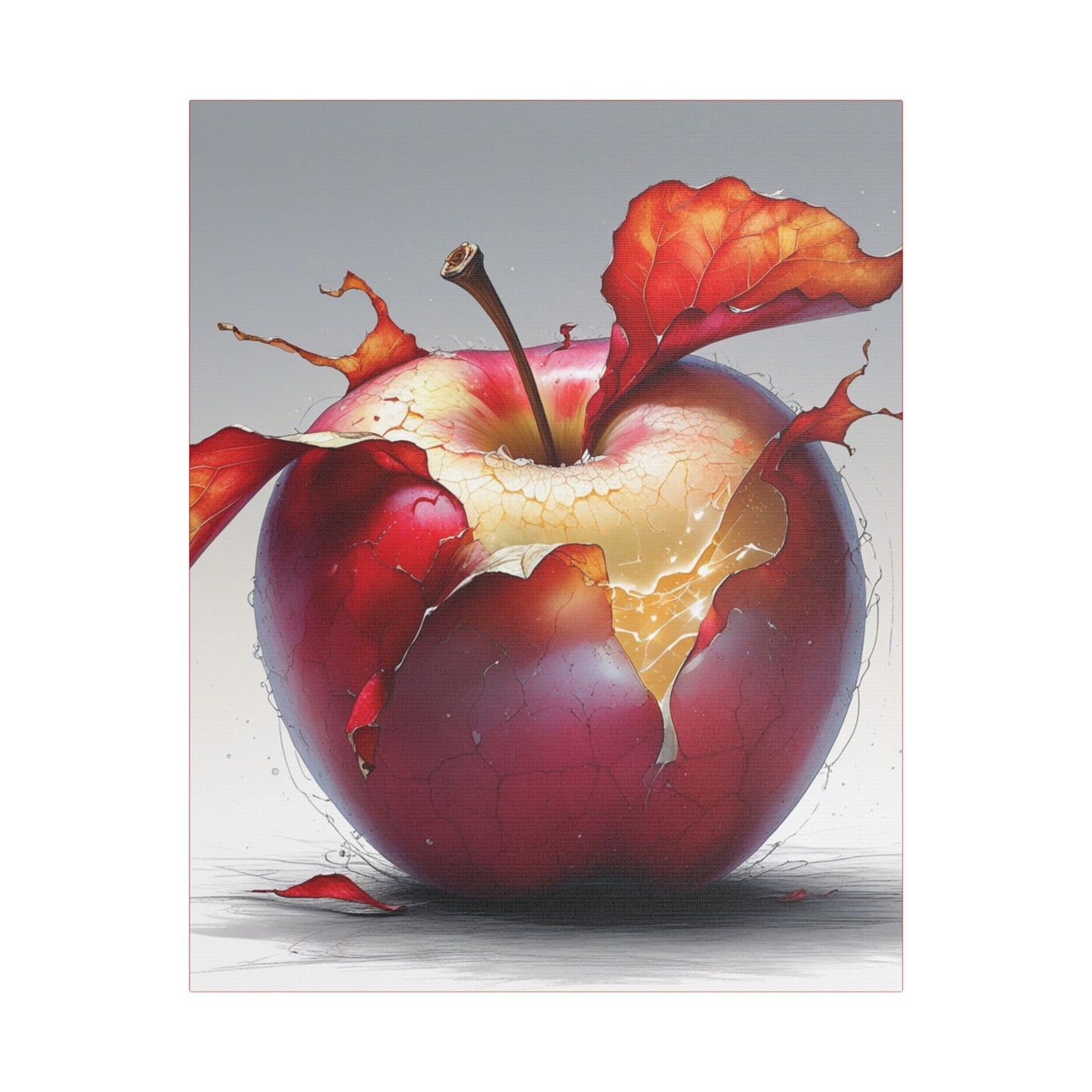 Cracked Red Apple Canvas Art – Vibrant Wall Decor for Modern Homes