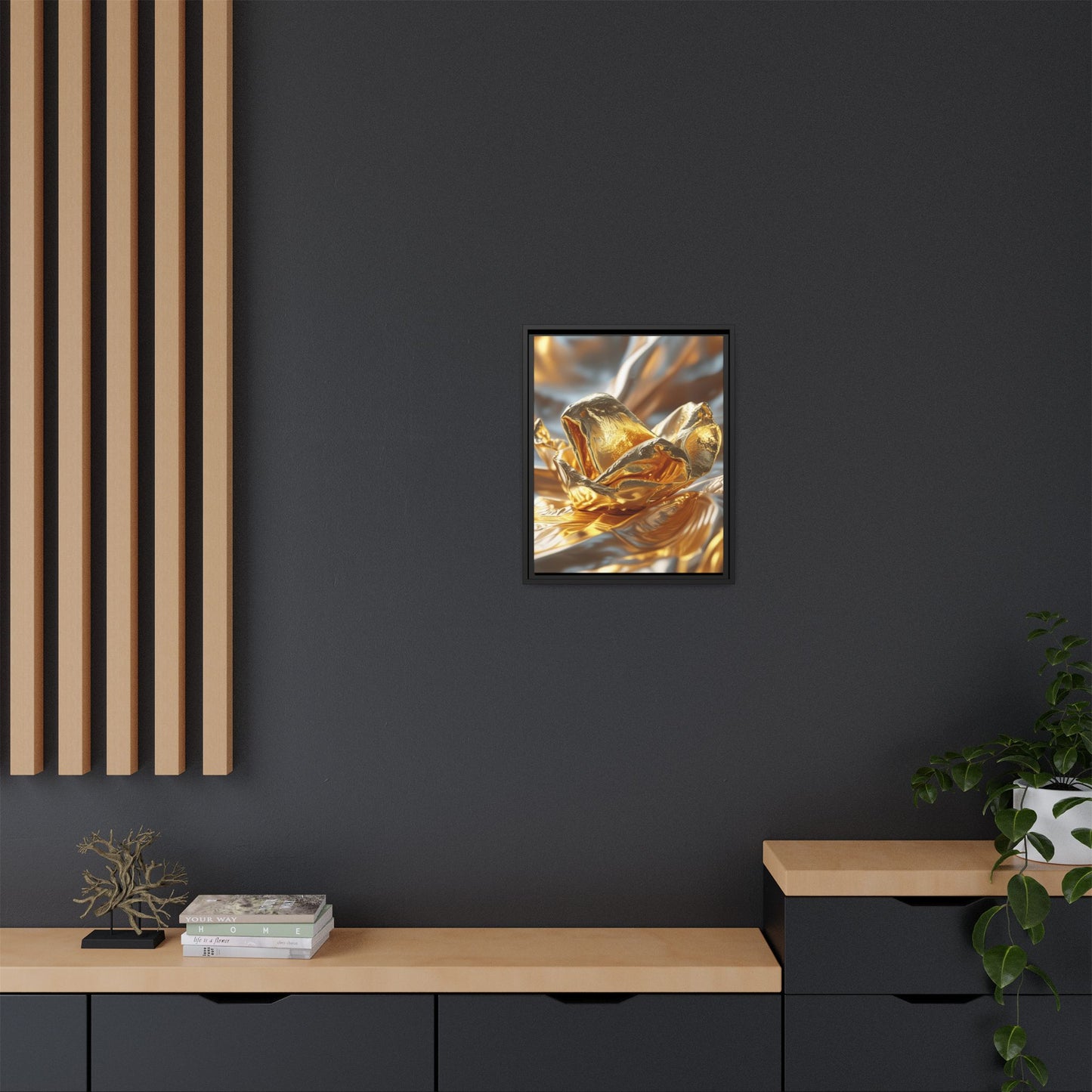 Gold Foil Rose Canvas Art - Elegant Home Decor