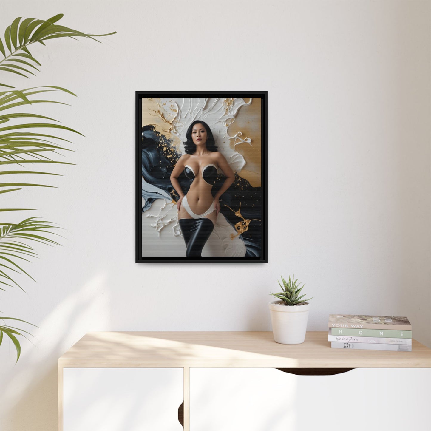 Elegant Framed Canvas Art - Multi-Color Abstract Beauty