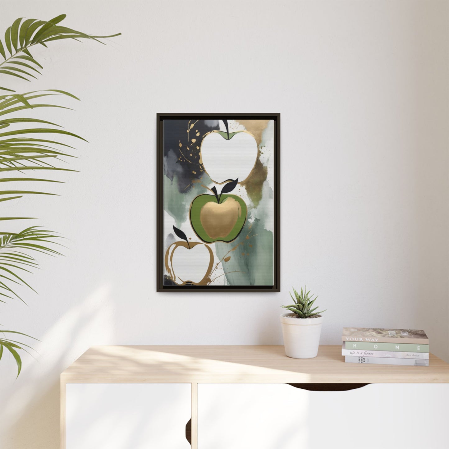 Modern Abstract Apple Canvas Art Print - Colorful Framed Wall Decor