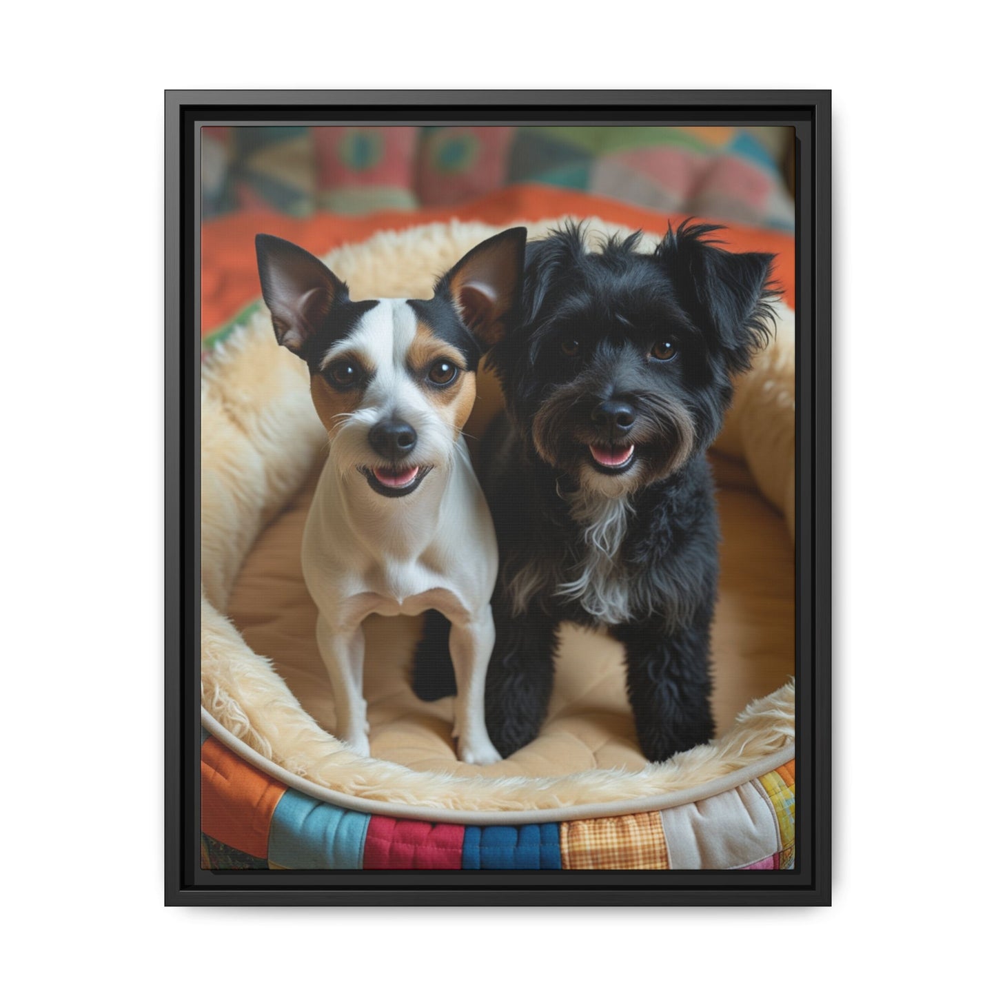 Framed Canvas Print of Cheerful Dogs – Perfect Pet Lover's Gift