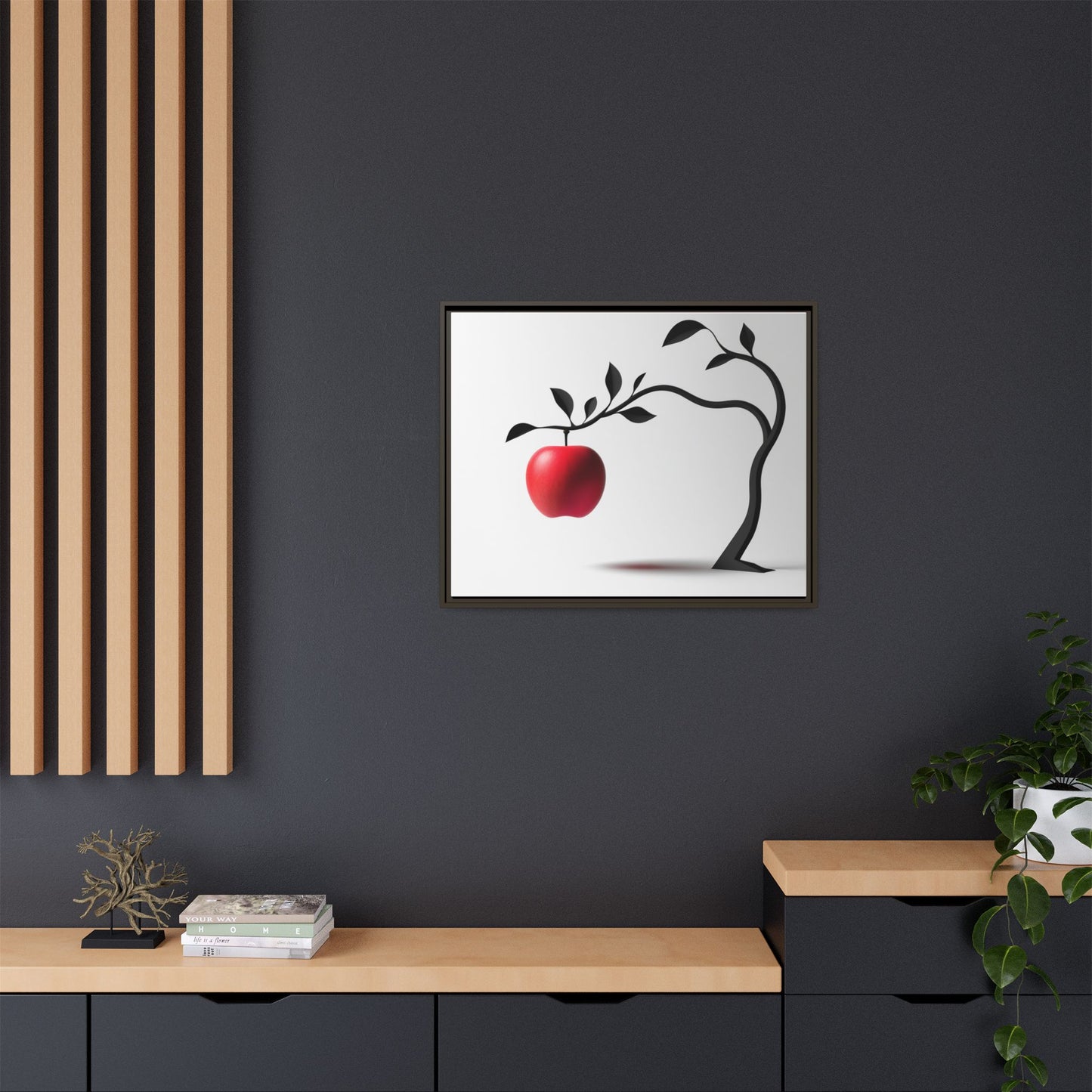 Modern Framed Canvas Art - Red Apple Tree Decor for Home & Office