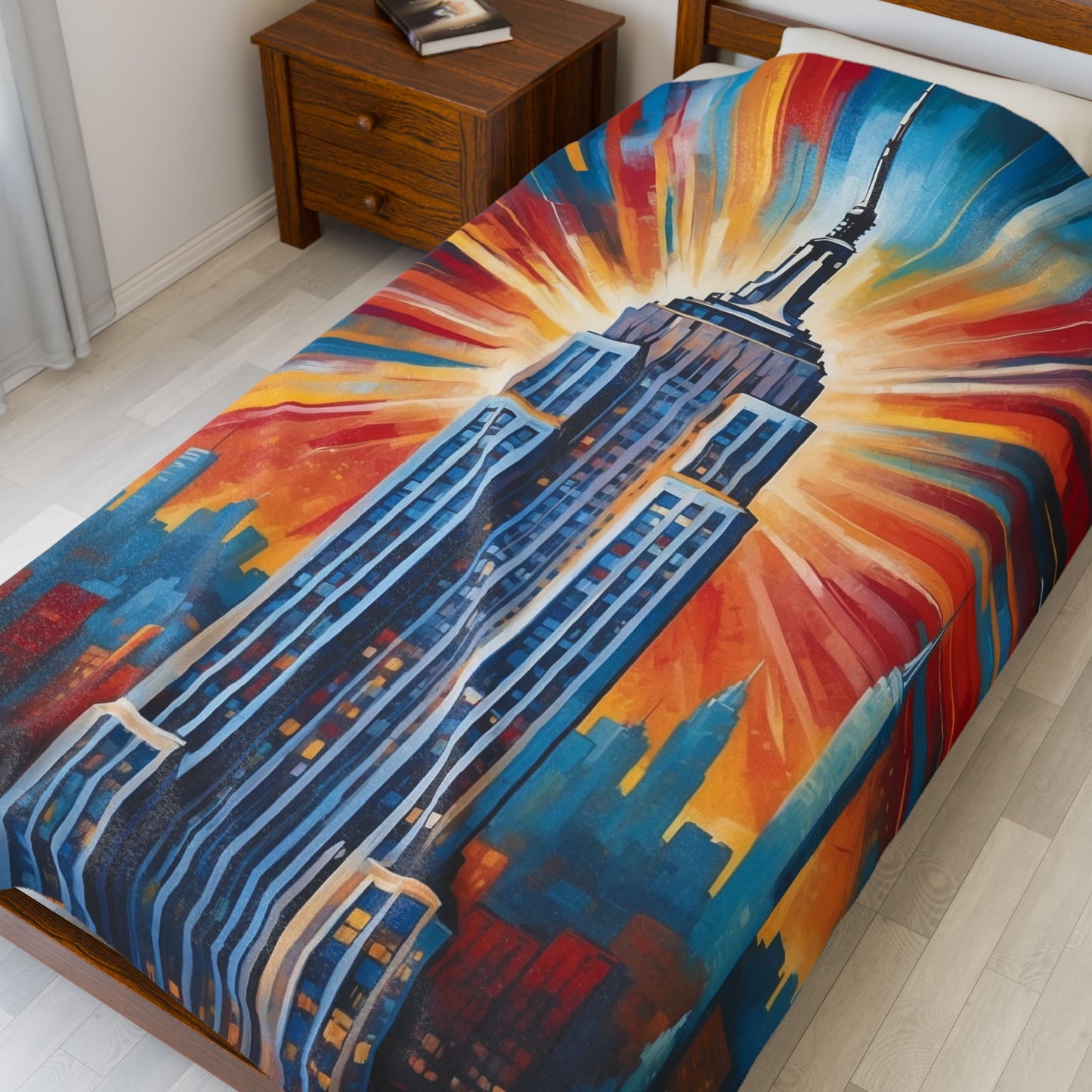 Cityscape Velveteen Plush Blanket | Cozy Skyline Design for Comfort & Style
