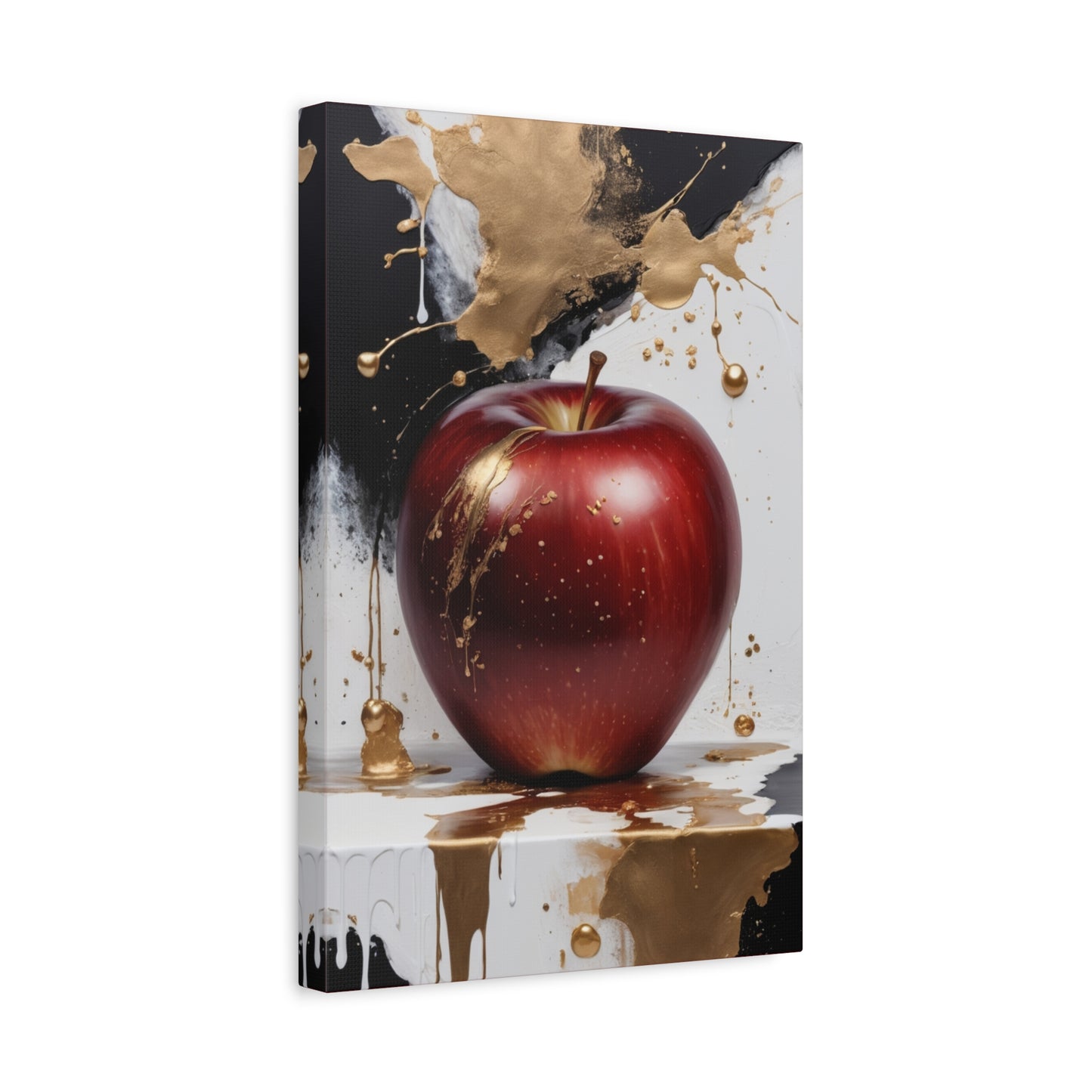 Gold Splashed Red Apple Canvas Art - 1.25" Stretched Wall Decor