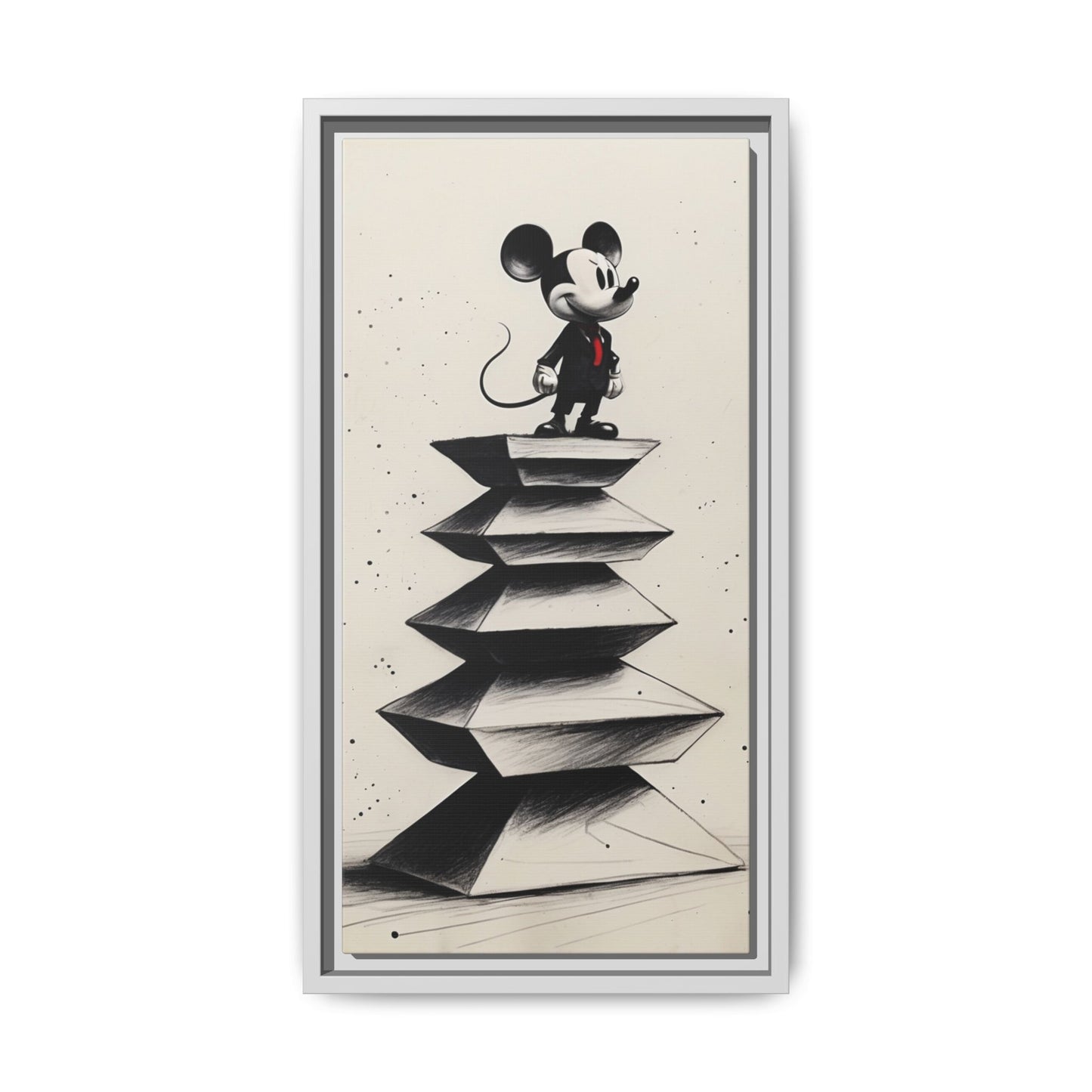 Framed Matte Canvas Art - Playful Retro Mickey Mouse Design