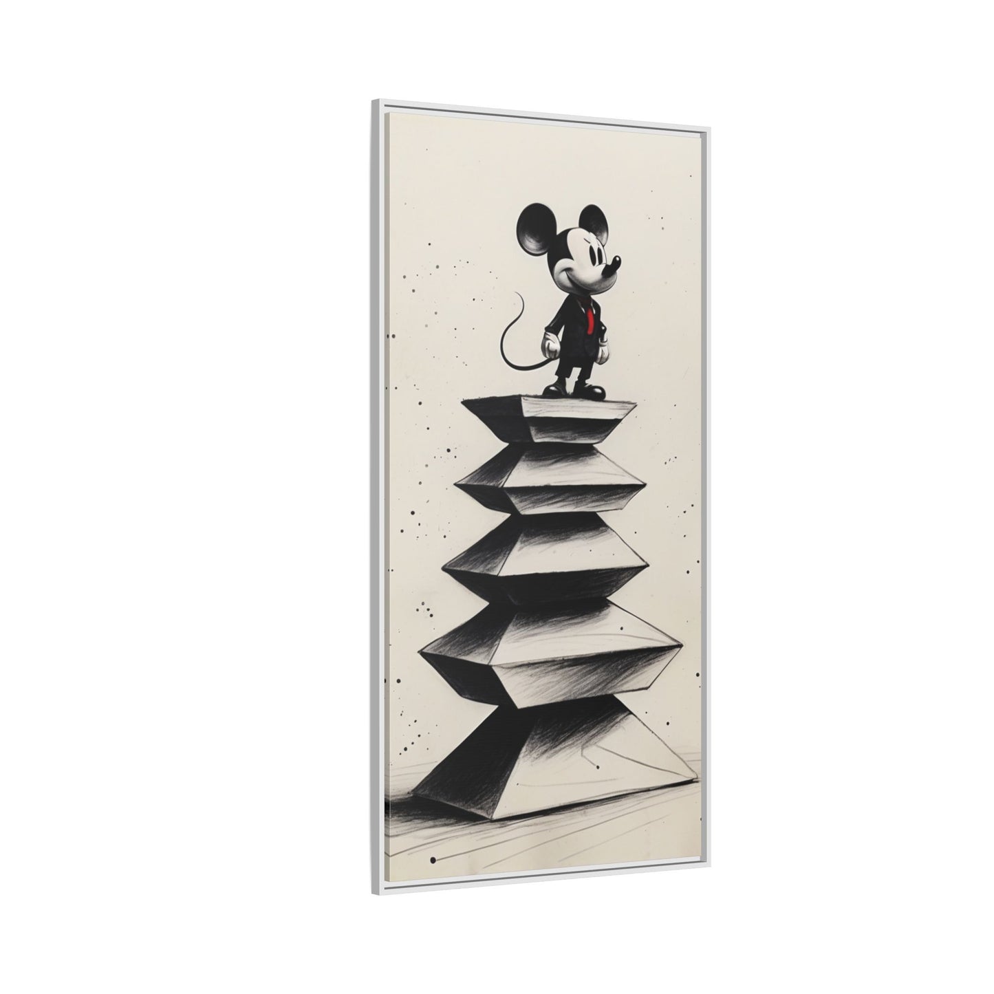 Framed Matte Canvas Art - Playful Retro Mickey Mouse Design