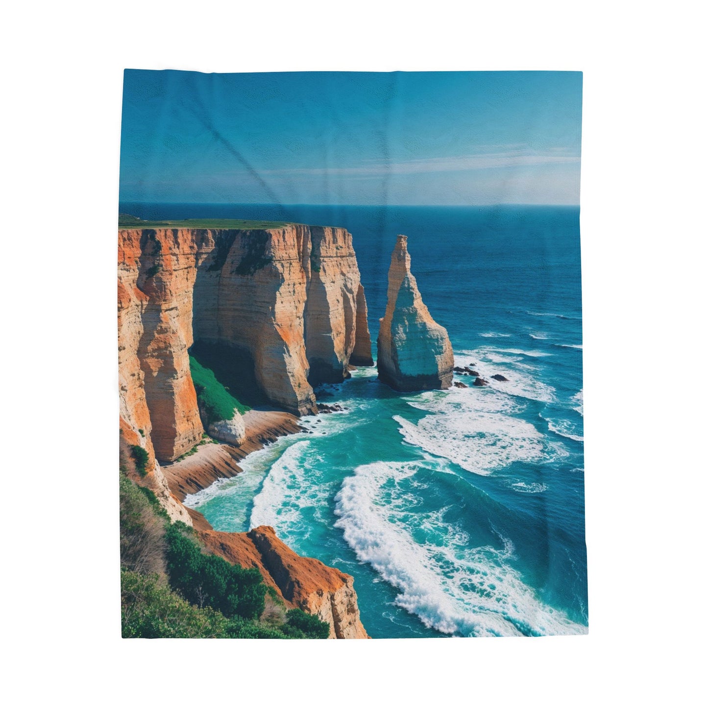 Coastal Escape Velveteen Plush Blanket - Soft Beach Themed Throw