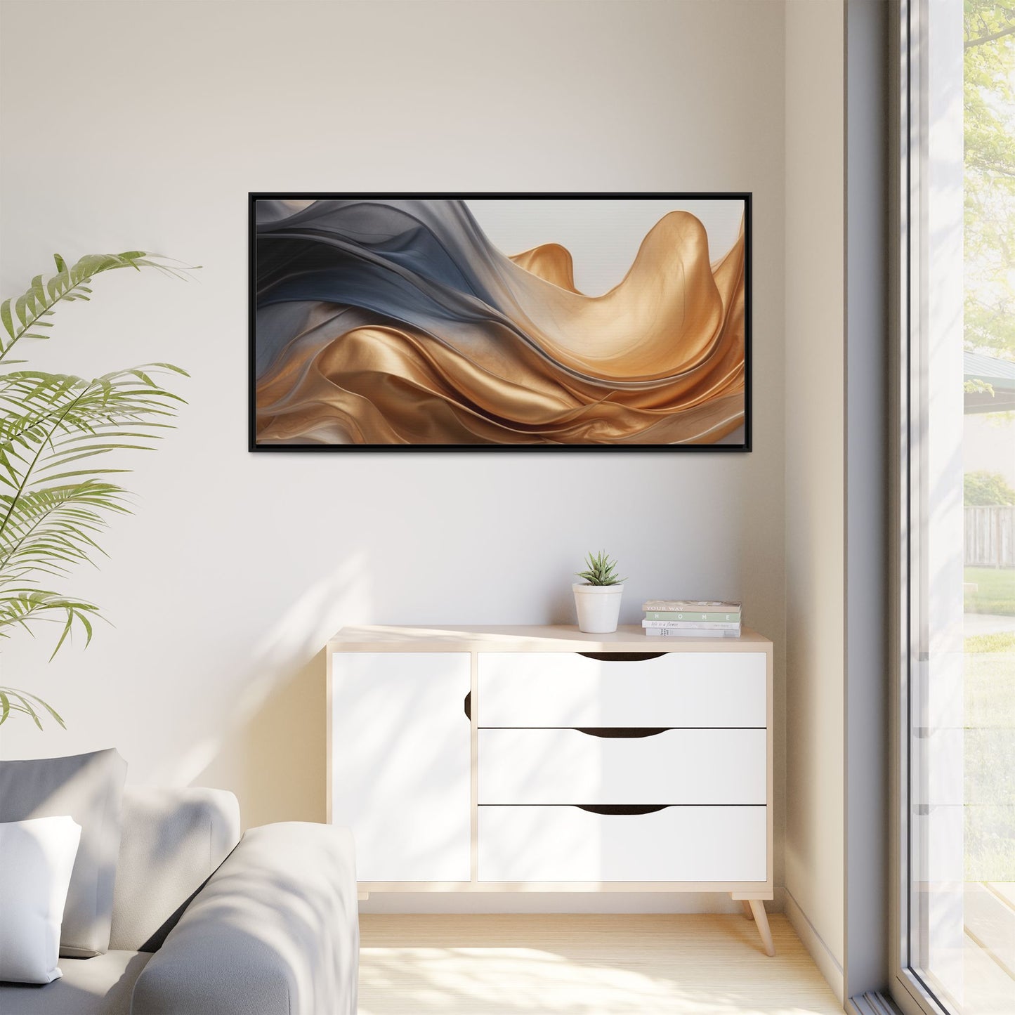 Abstract Matte Canvas Art Print - Framed Multi-color Wall Decor