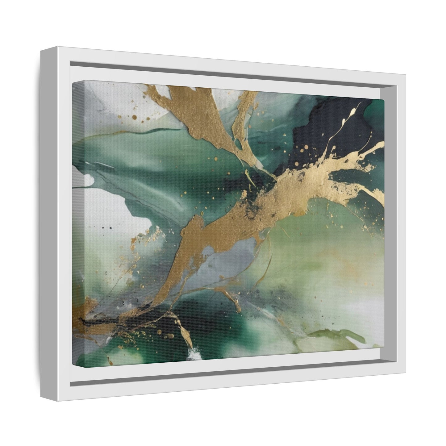 Elegant Abstract Framed Canvas Wall Art - Multi-Color Gold Accents