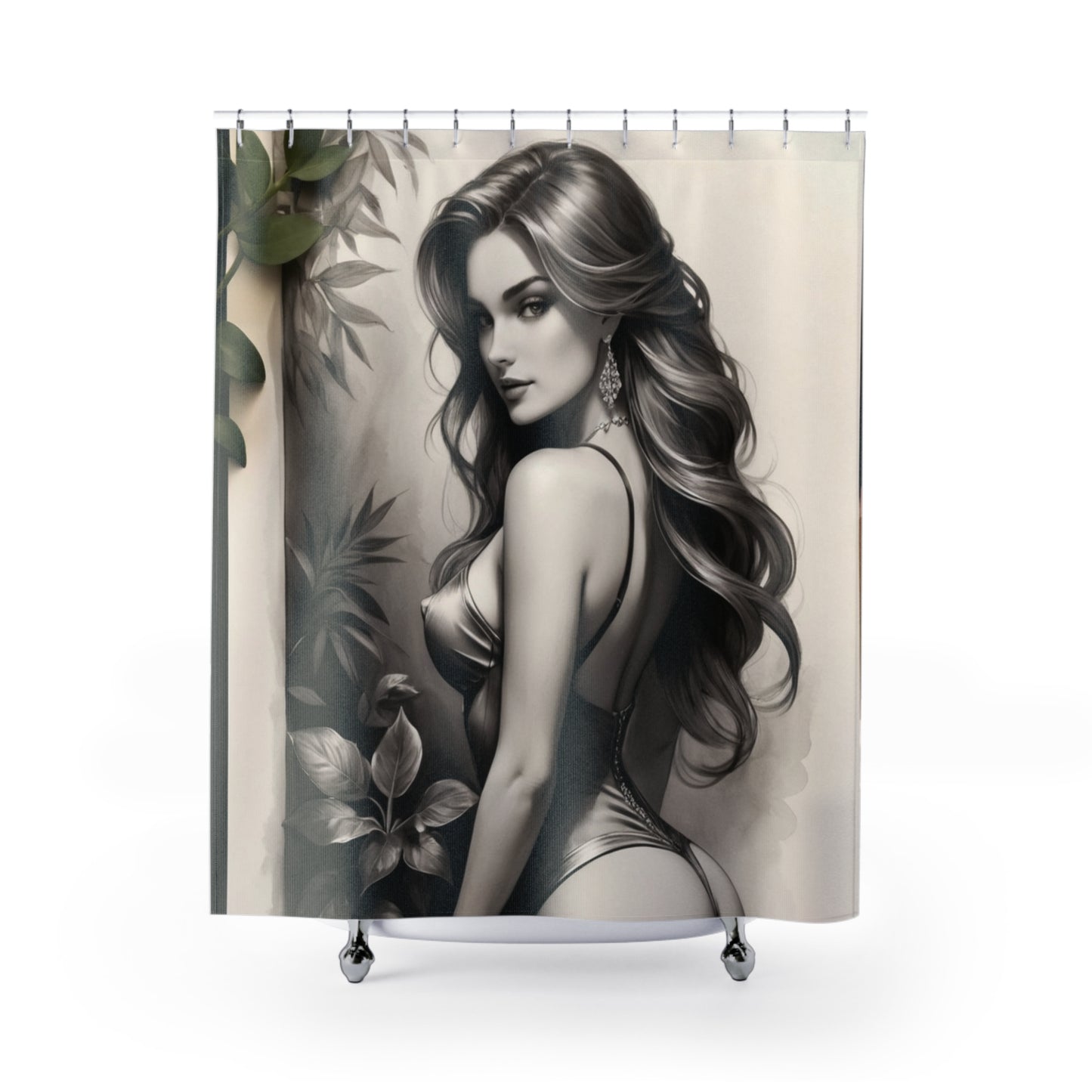 Mickey & Minnie Tropical Shower Curtain – 'Free to Live' Beach Vibe