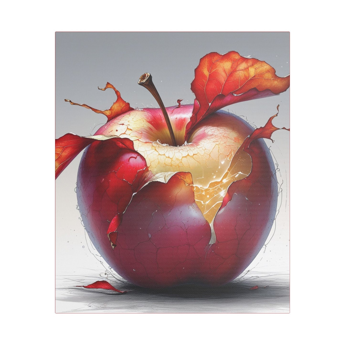 Cracked Red Apple Canvas Art – Vibrant Wall Decor for Modern Homes