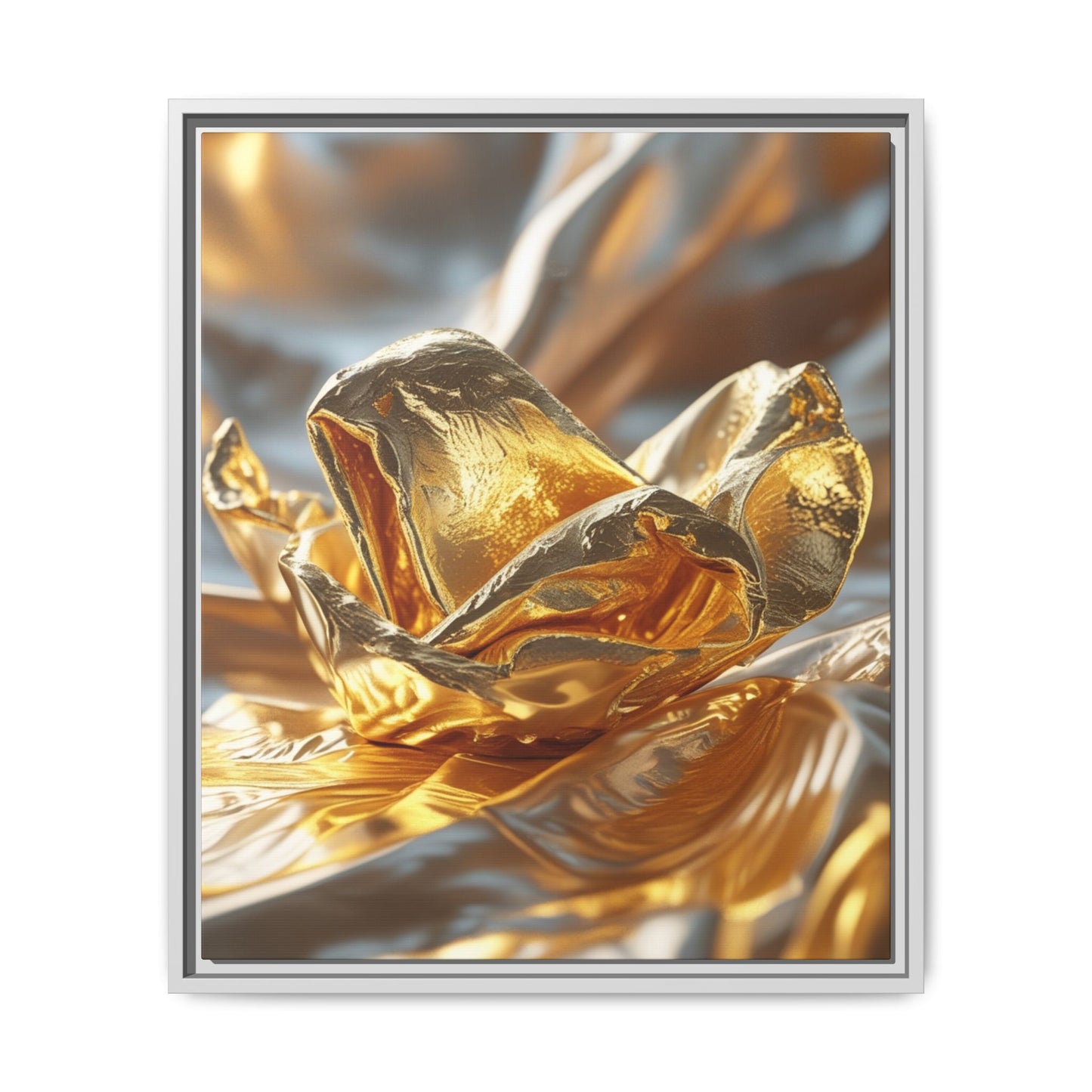 Gold Foil Rose Canvas Art - Elegant Home Decor
