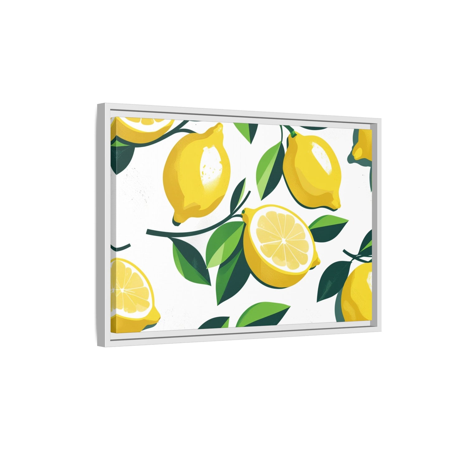 Lemon-Themed Framed Canvas Wall Art - Bright and Fresh Decor