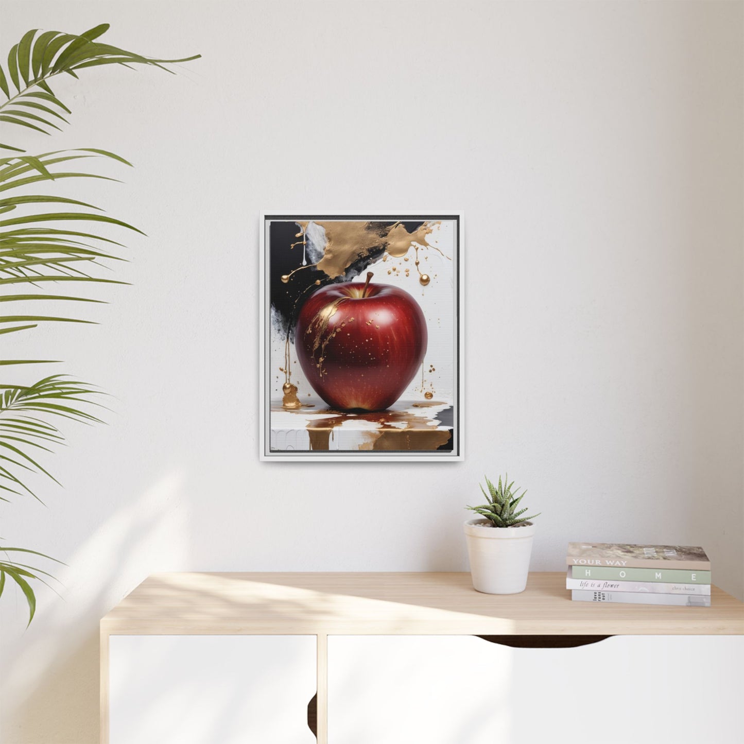 Elegant Apple Art Print - Multi-color Framed Canvas