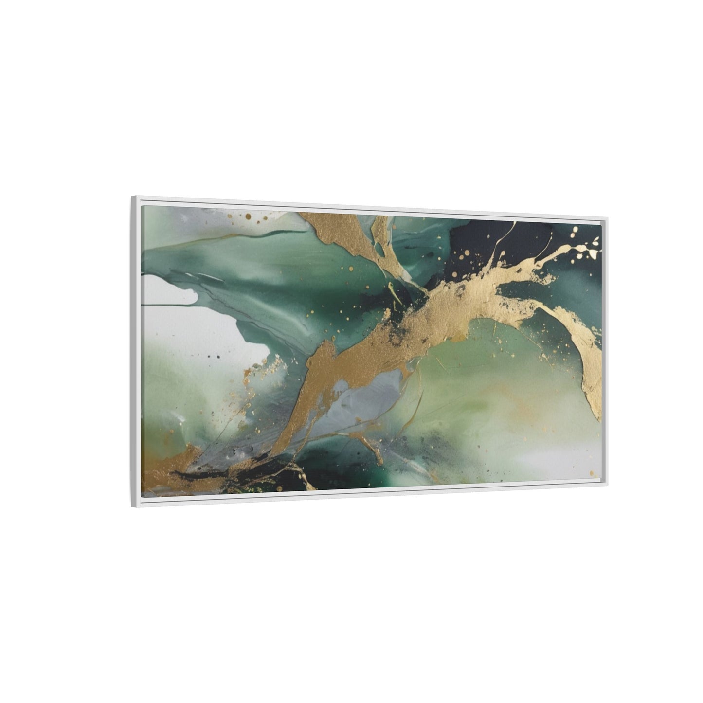 Elegant Abstract Framed Canvas Wall Art - Multi-Color Gold Accents