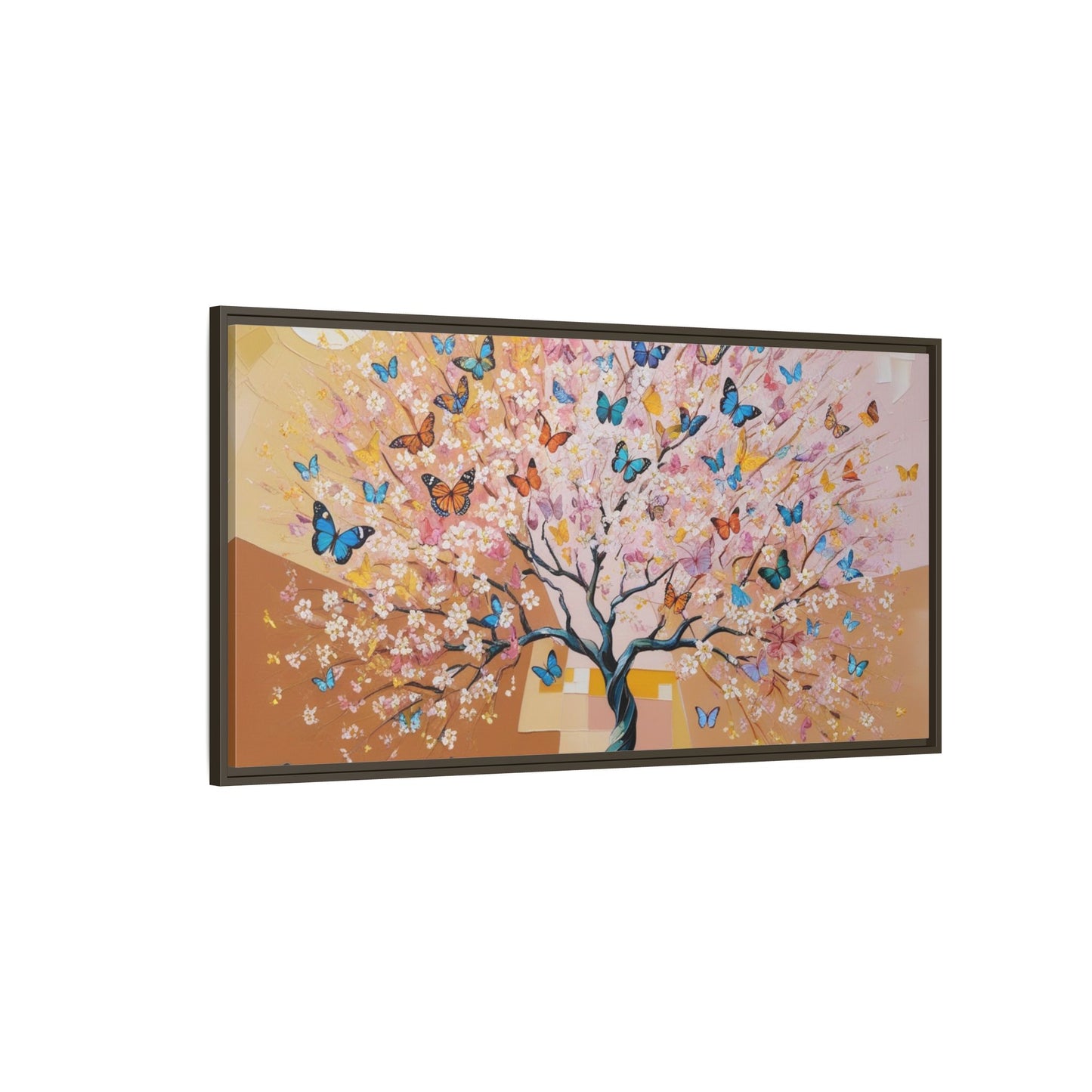 Colorful Butterfly Blossom Framed Canvas Art