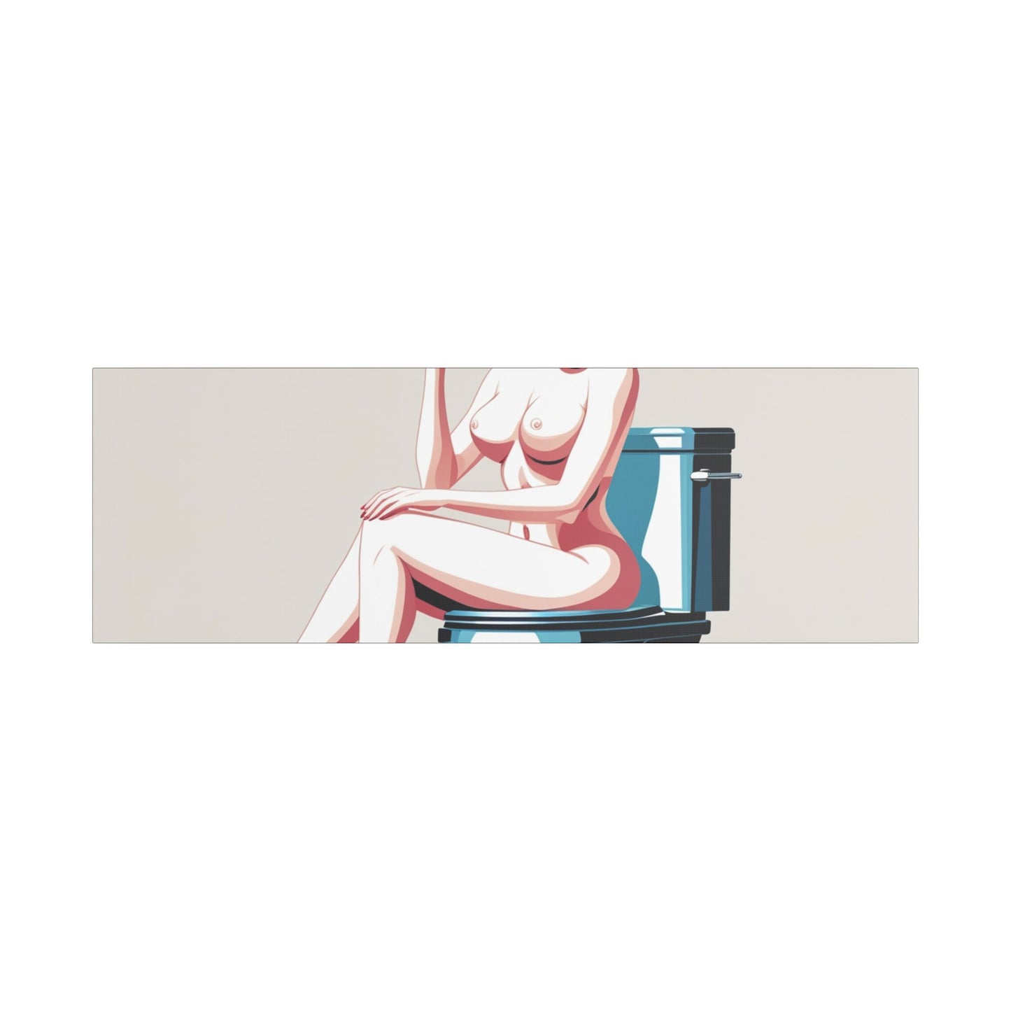 Retro Vintage Art Canvas Print - Sensual Woman Smoking on Toilet