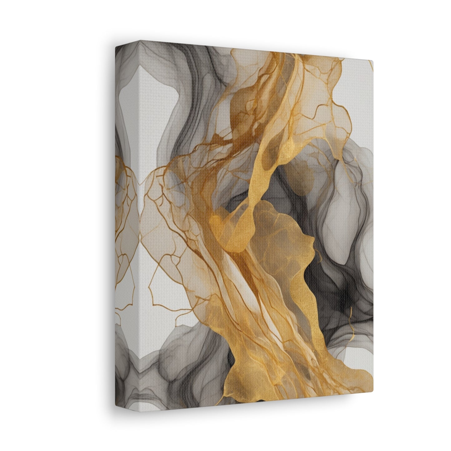 Elegant Abstract Canvas Art - Gold and Black Wall Decor