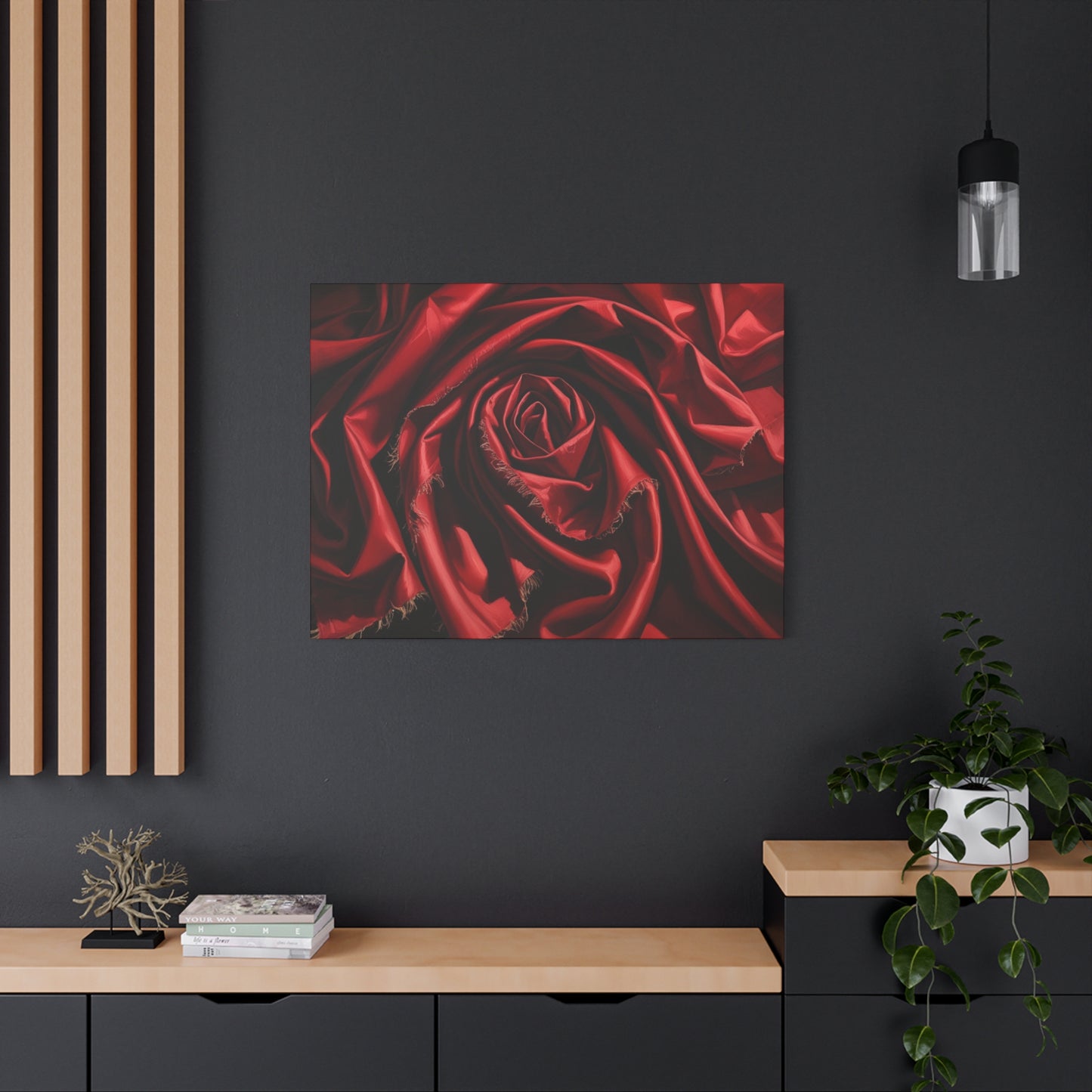 Elegant Red Rose Canvas Wall Art - Stretched Matte Decoration