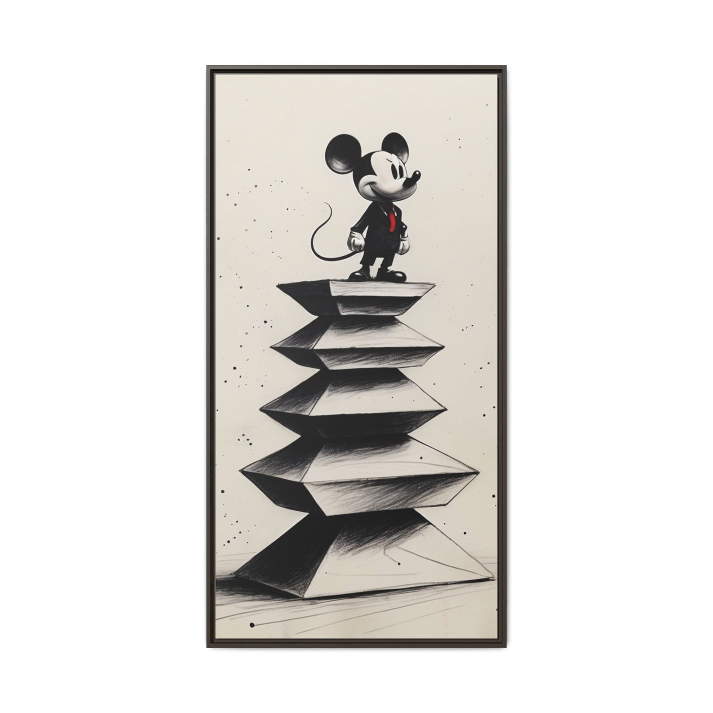 Framed Matte Canvas Art - Playful Retro Mickey Mouse Design