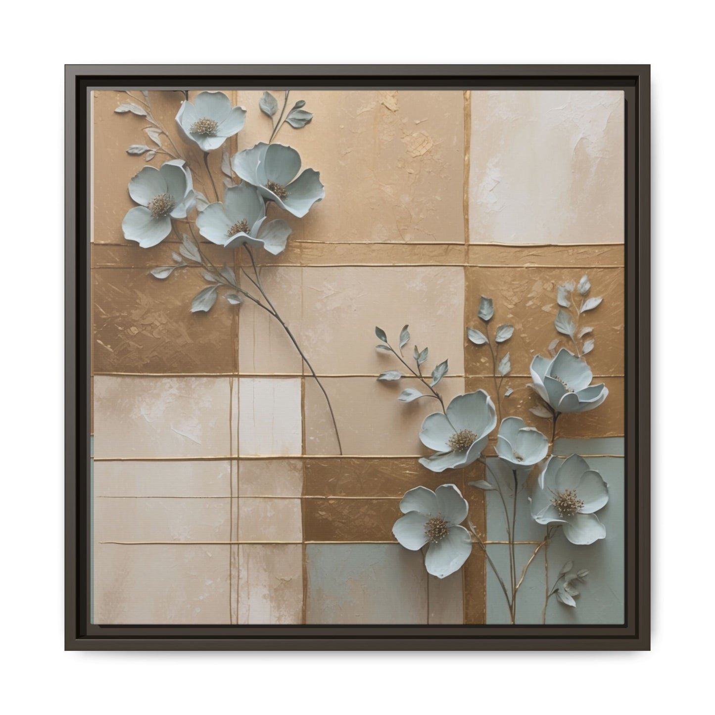 Elegant Floral Wall Art - Framed Matte Canvas Decor