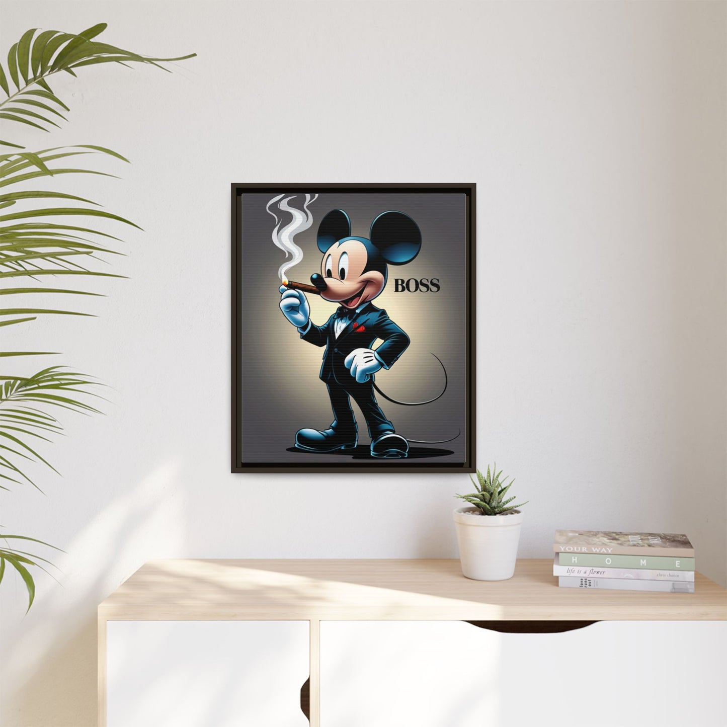 Framed Boss Mickey Mouse Canvas Art - Stylish Wall Decor for Fans