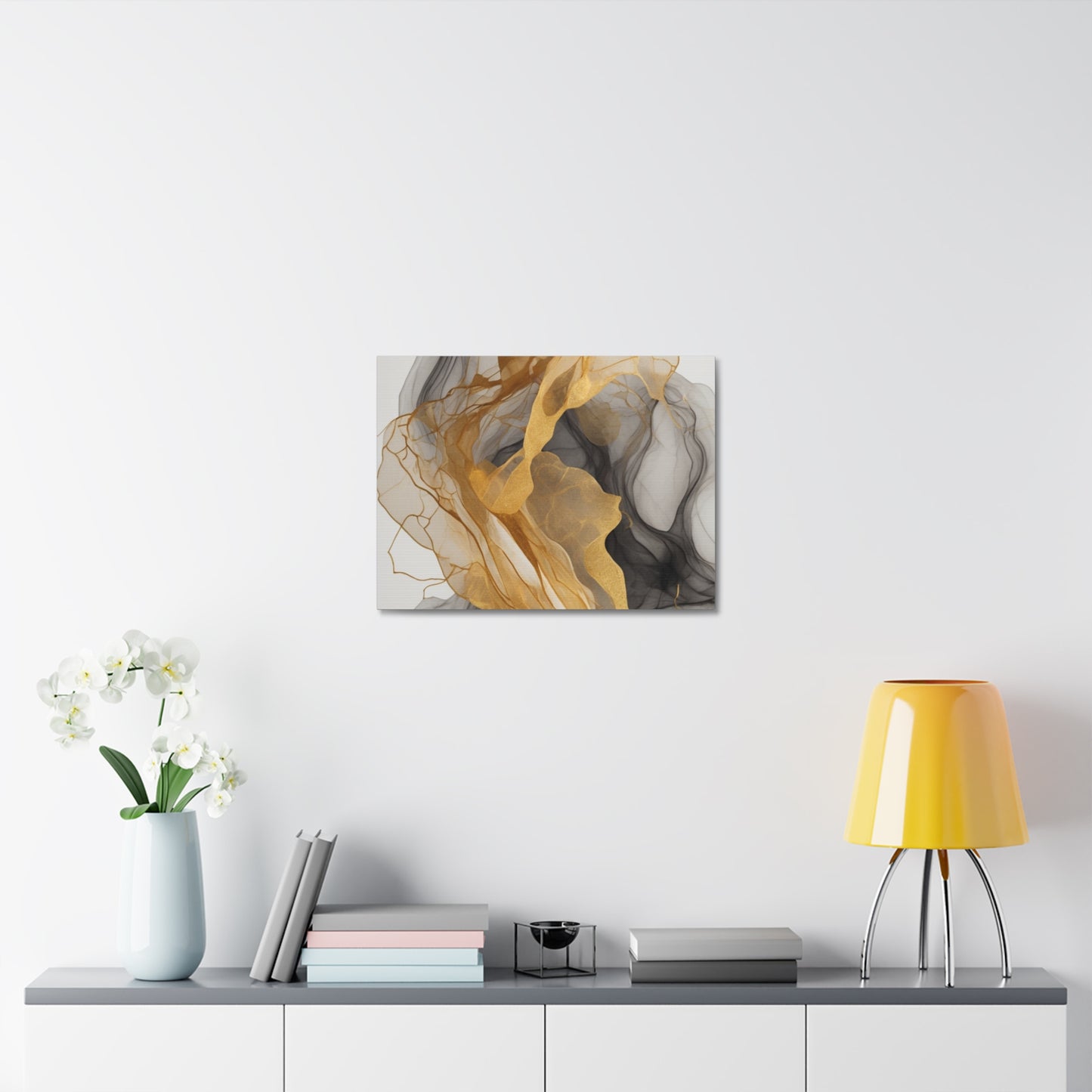 Elegant Abstract Canvas Art - Gold and Black Wall Decor