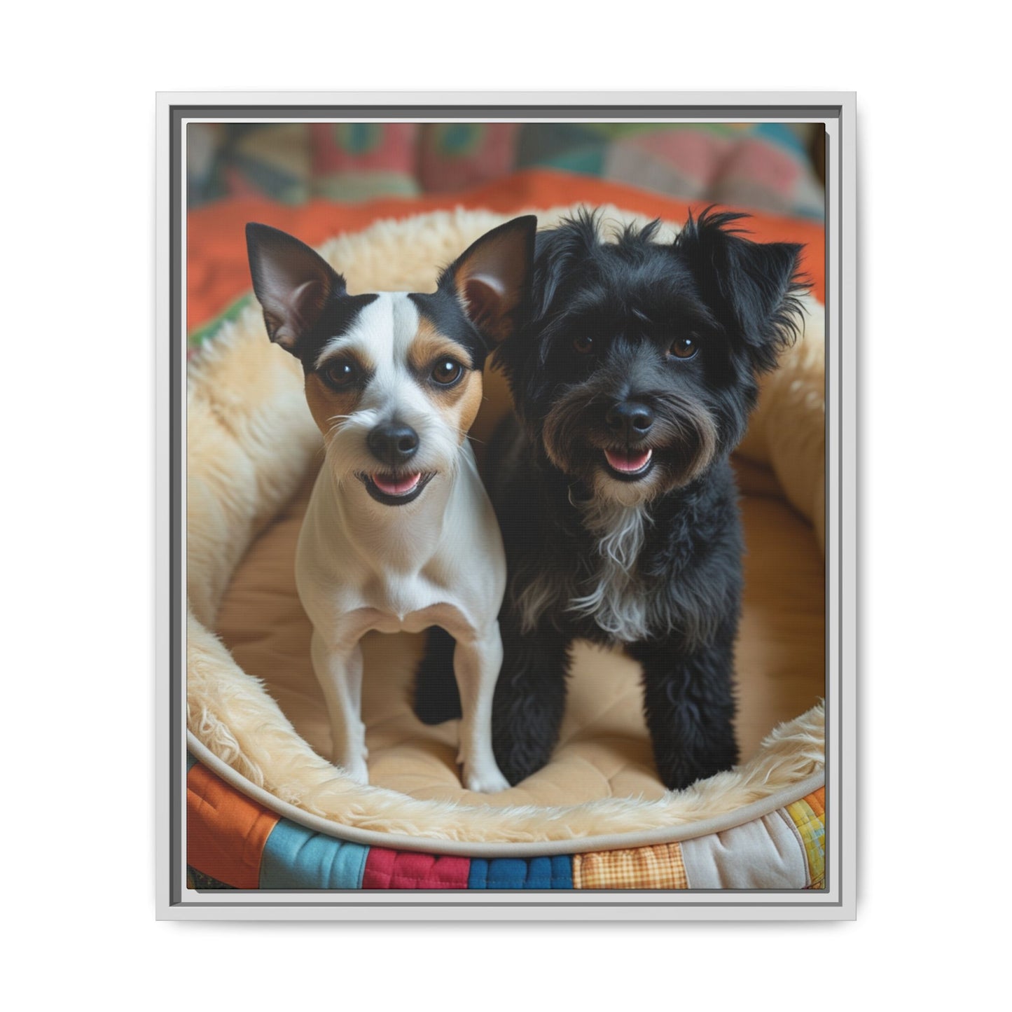 Framed Canvas Print of Cheerful Dogs – Perfect Pet Lover's Gift