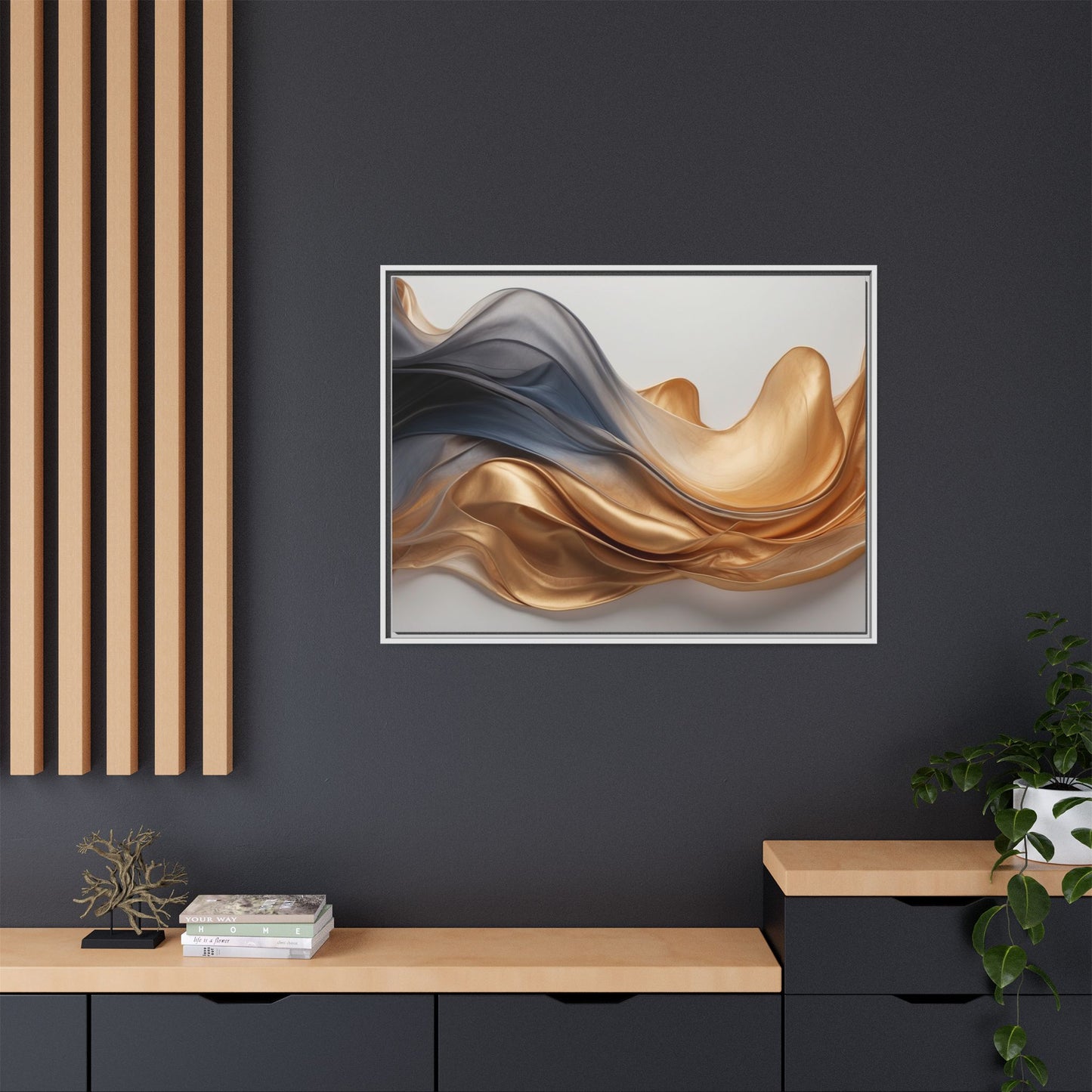 Abstract Matte Canvas Art Print - Framed Multi-color Wall Decor