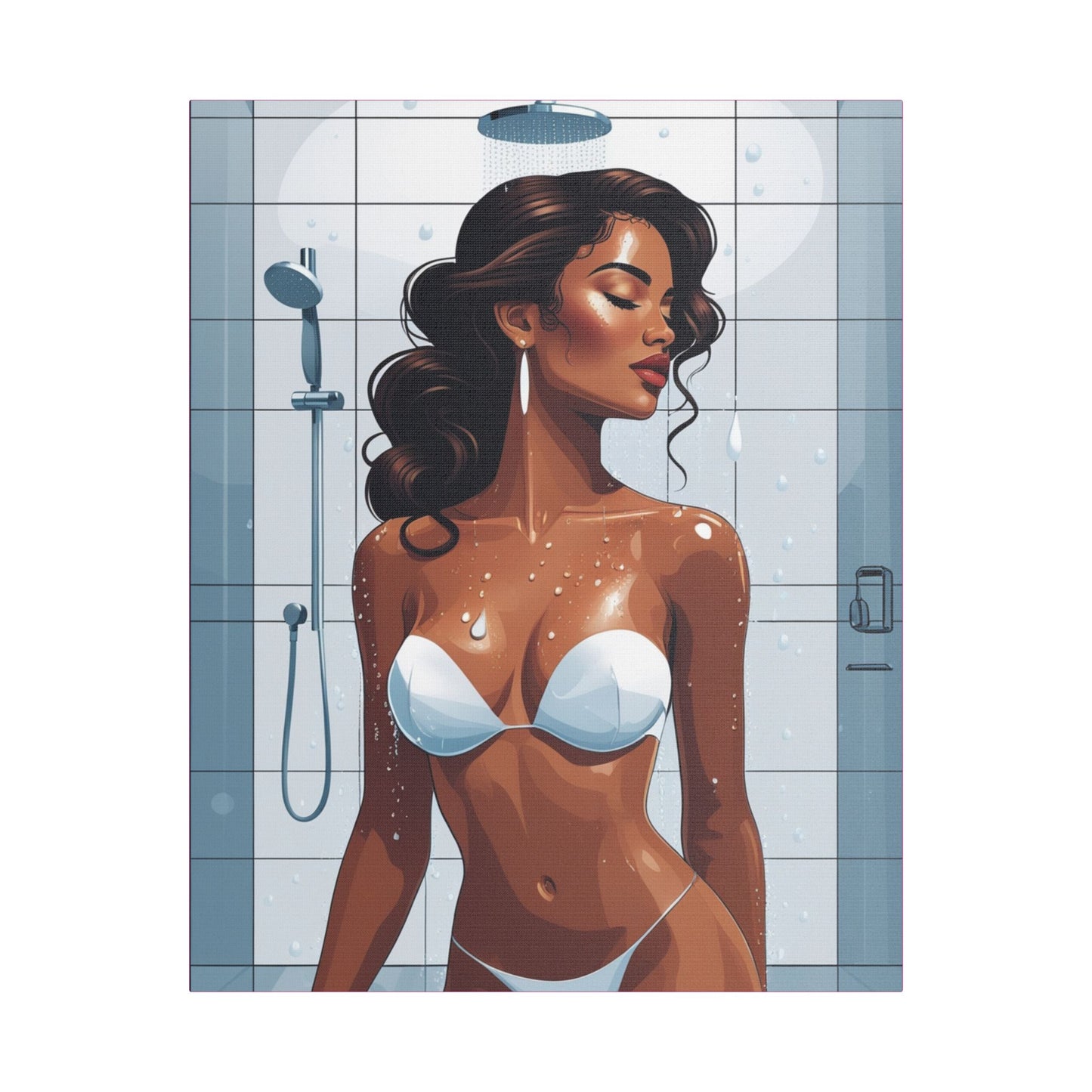 Shower Goddess Art Canvas - Elegant Stretched Satin Wall Decor for Modern Homes