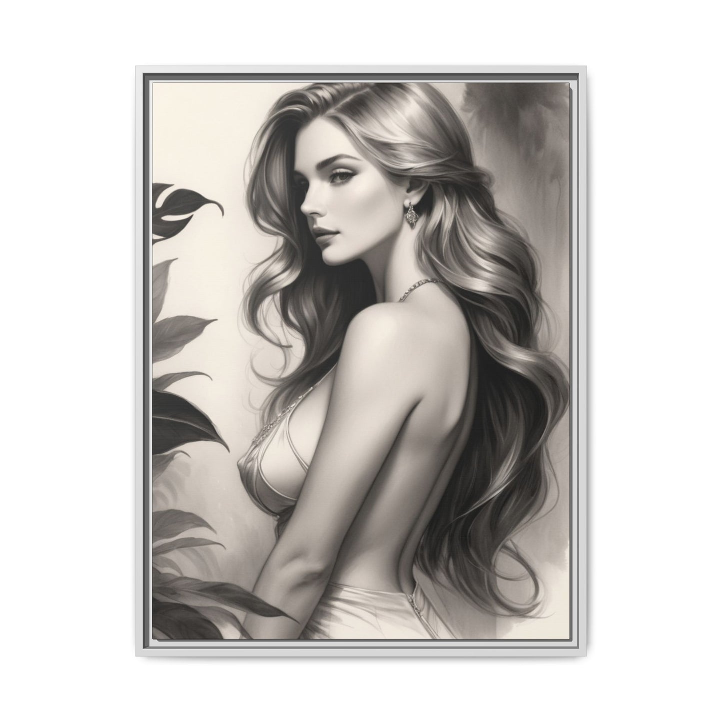 Elegant Matte Framed Art Print - Stylish Woman Portrait