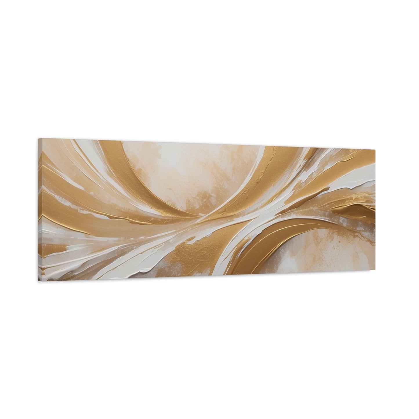 "Golden Drift" – Textured Abstract Canvas in Ivory & Metallic Gold
