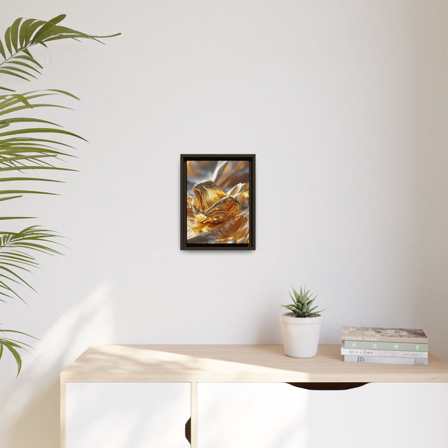 Gold Foil Rose Canvas Art - Elegant Home Decor