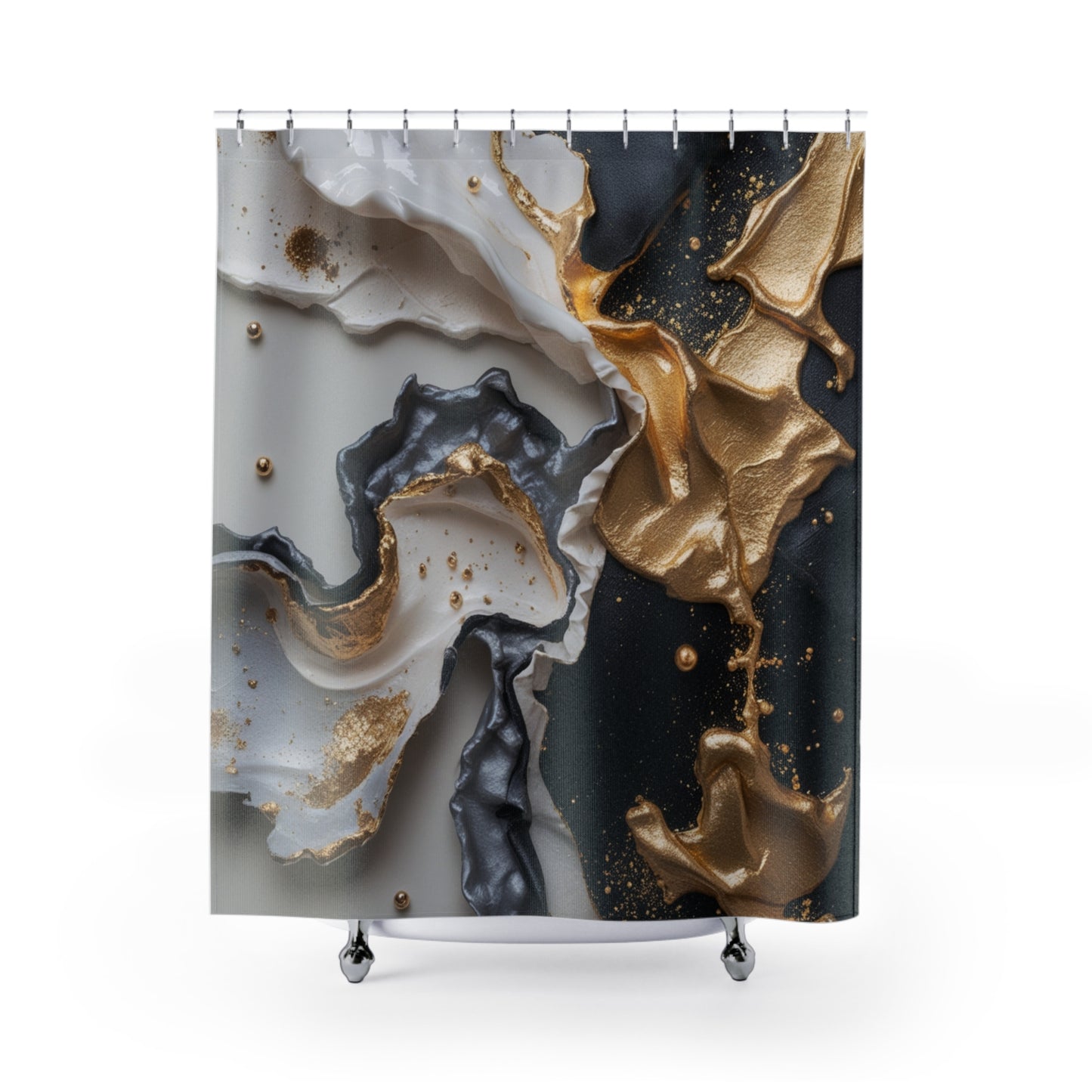 Elegant Geode Shower Curtain - Modern Bathroom Decor with Metallic Accents