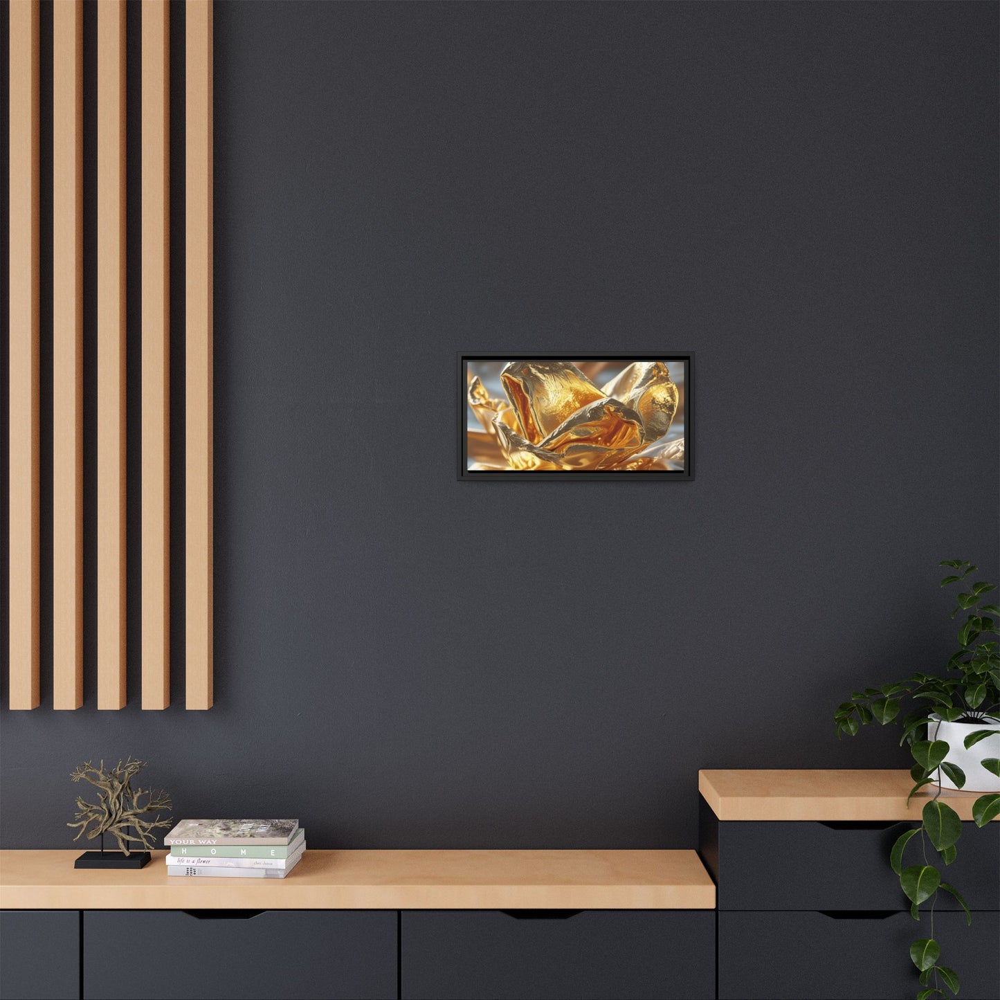 Gold Foil Rose Canvas Art - Elegant Home Decor
