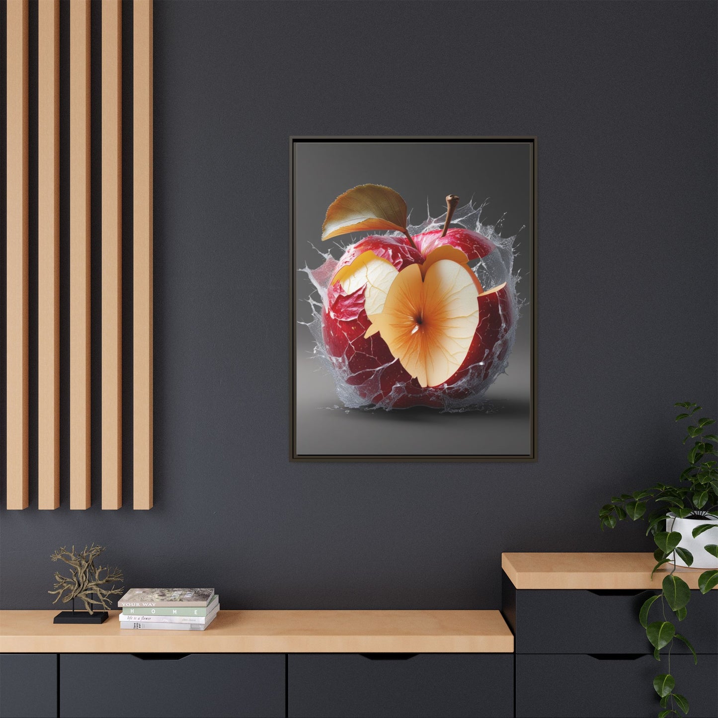 Framed Matte Canvas - Cracked Apple Art - Unique Home Decor