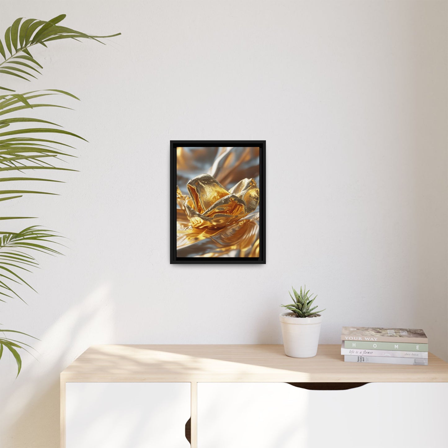 Gold Foil Rose Canvas Art - Elegant Home Decor