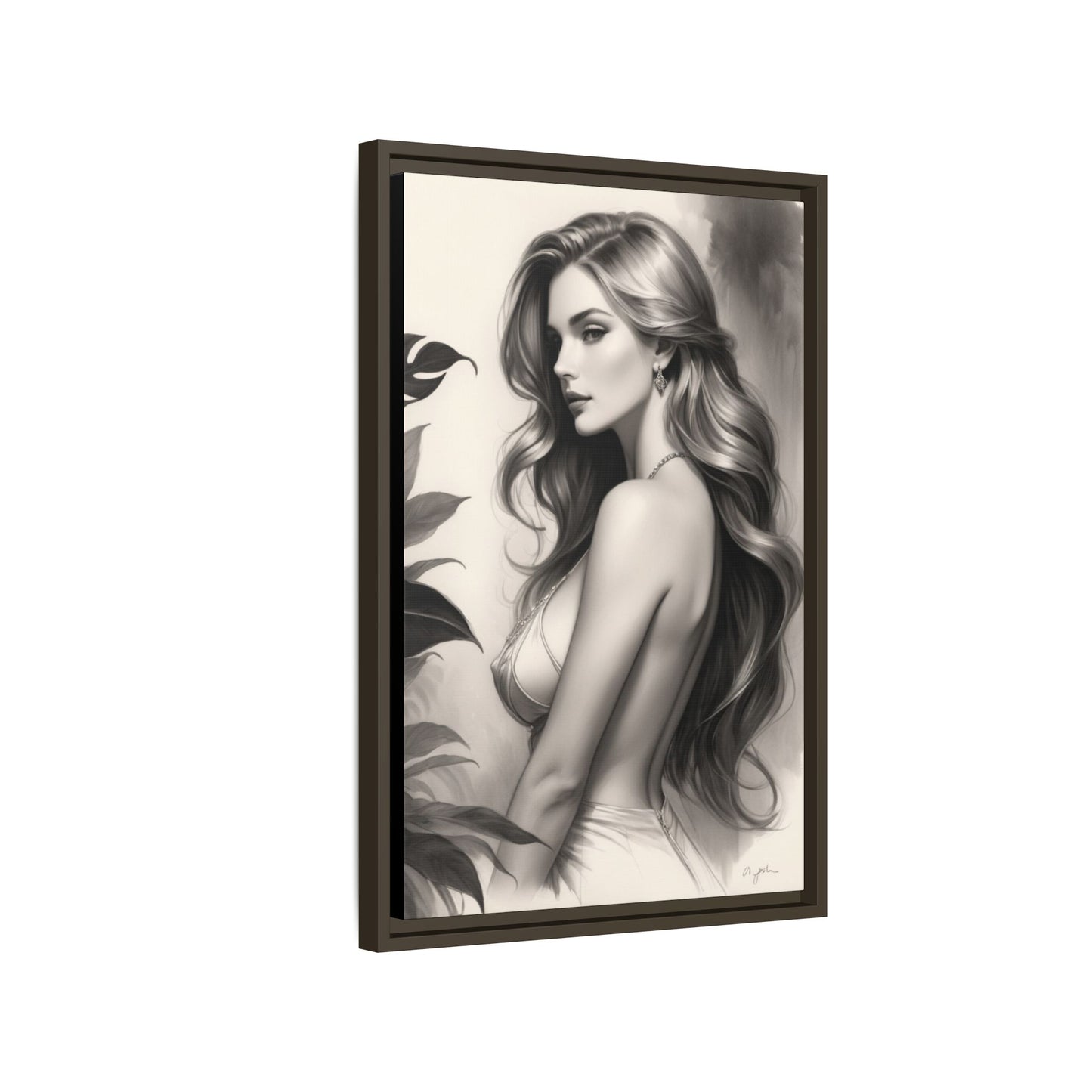 Elegant Matte Framed Art Print - Stylish Woman Portrait