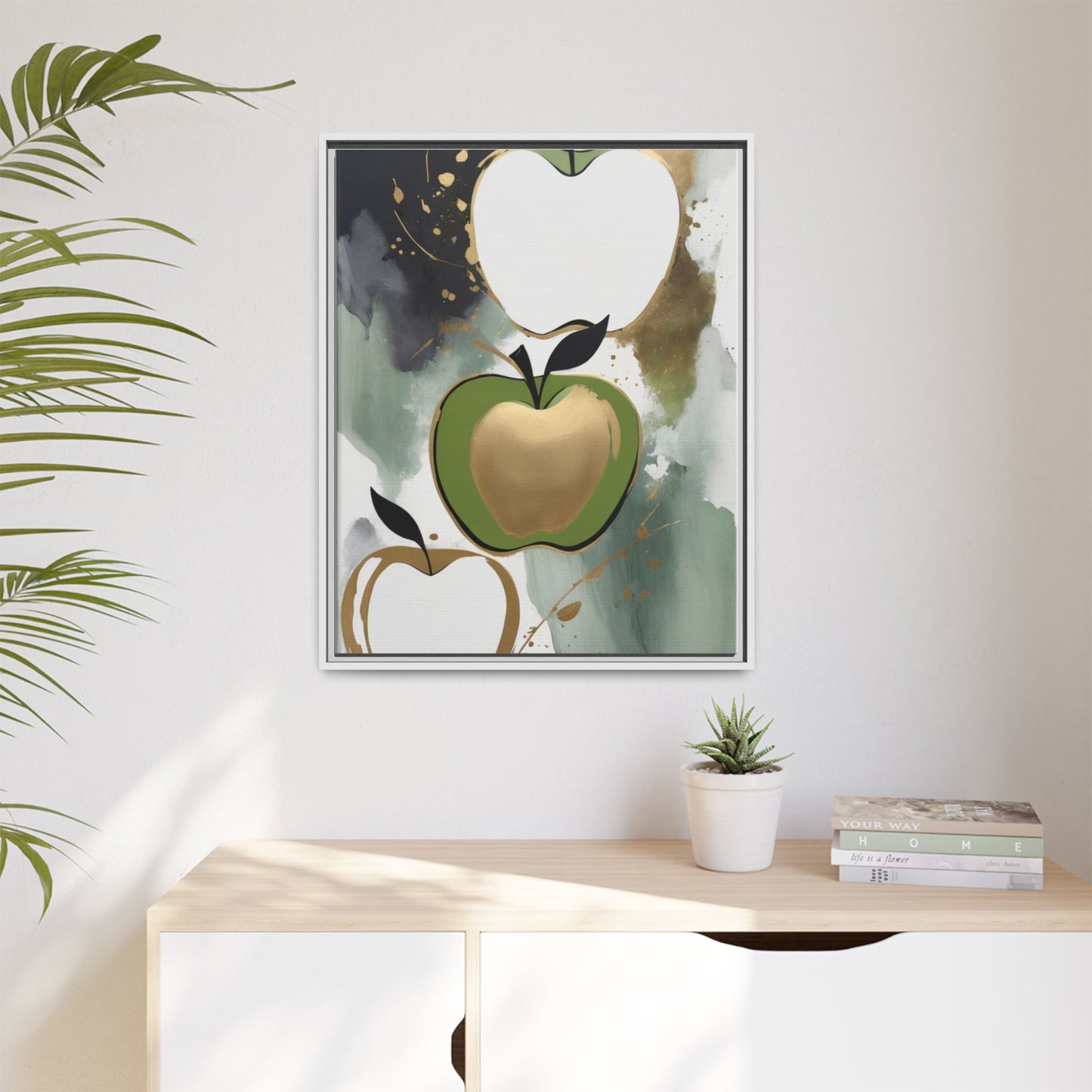 Modern Abstract Apple Canvas Art Print - Colorful Framed Wall Decor