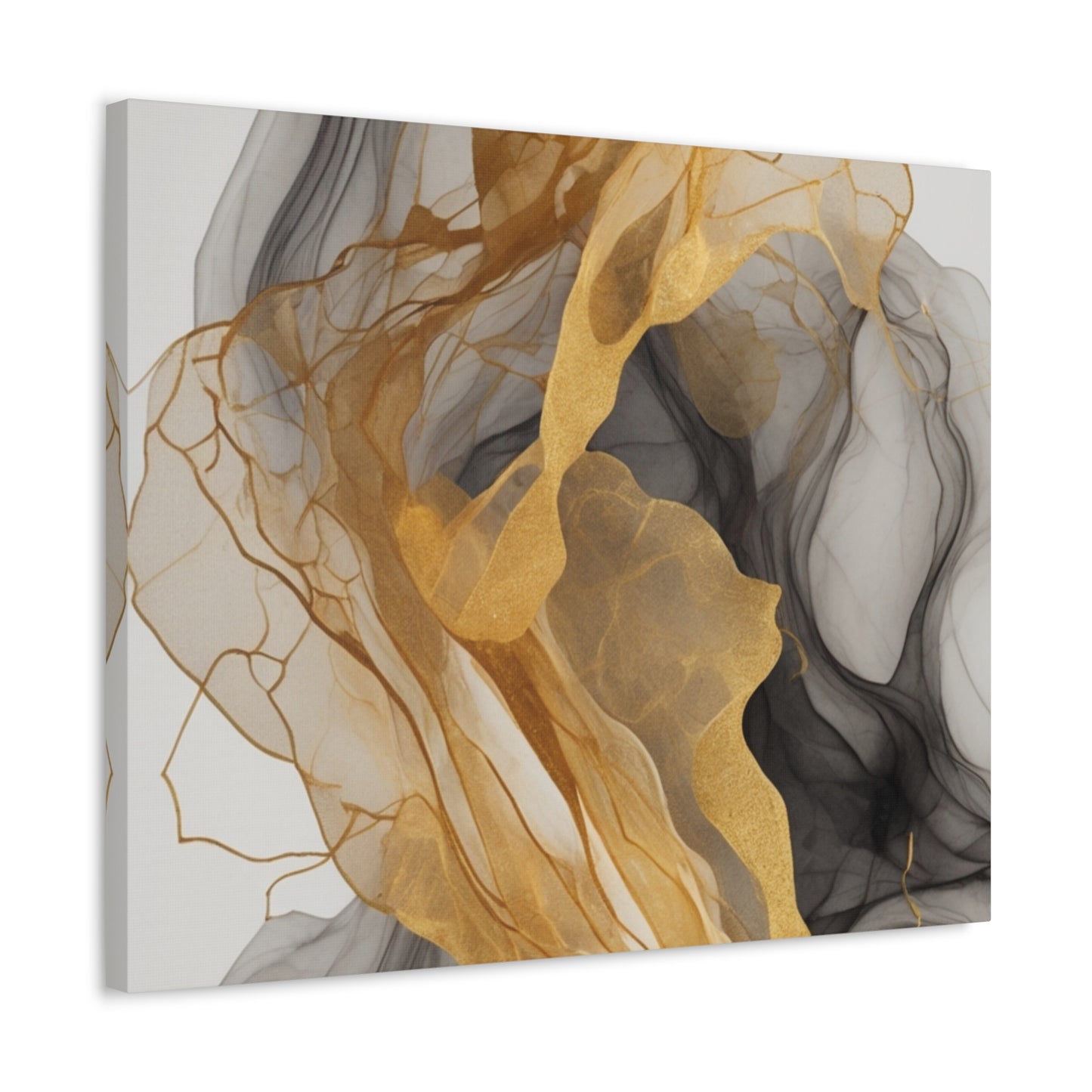 Elegant Abstract Canvas Art - Gold and Black Wall Decor