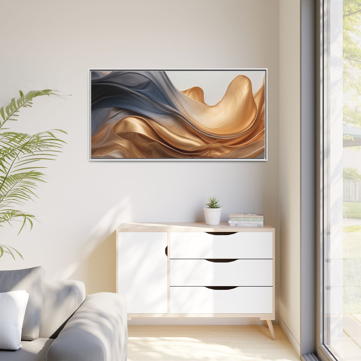 Abstract Matte Canvas Art Print - Framed Multi-color Wall Decor