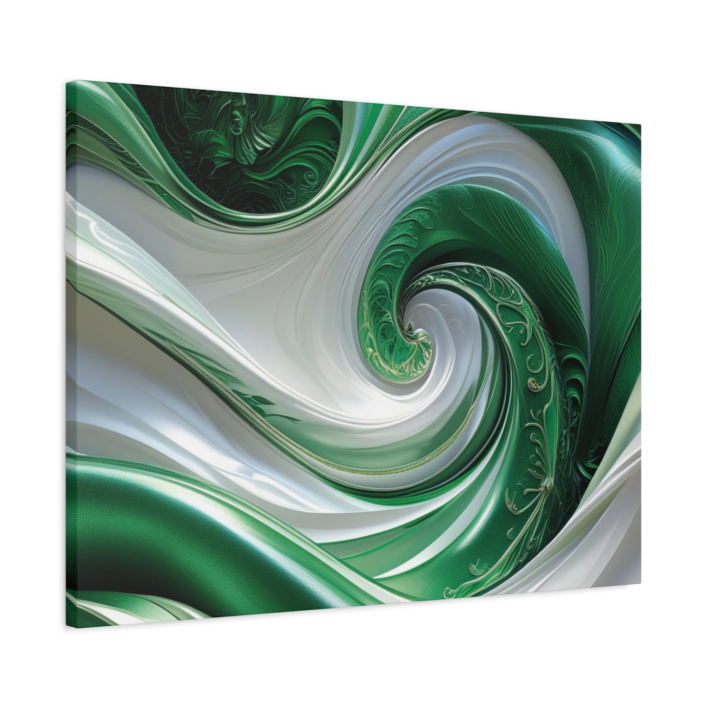 Abstract Green Swirl Canvas Wall Art - Contemporary Home Decor