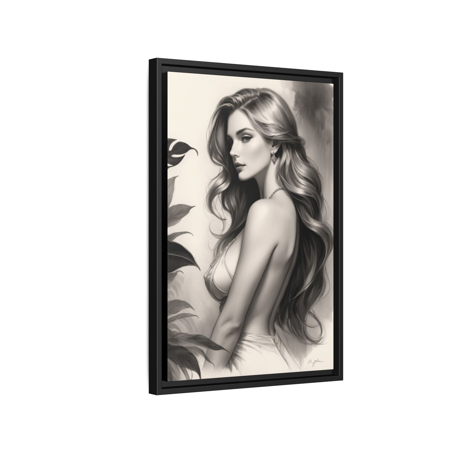 Elegant Matte Framed Art Print - Stylish Woman Portrait