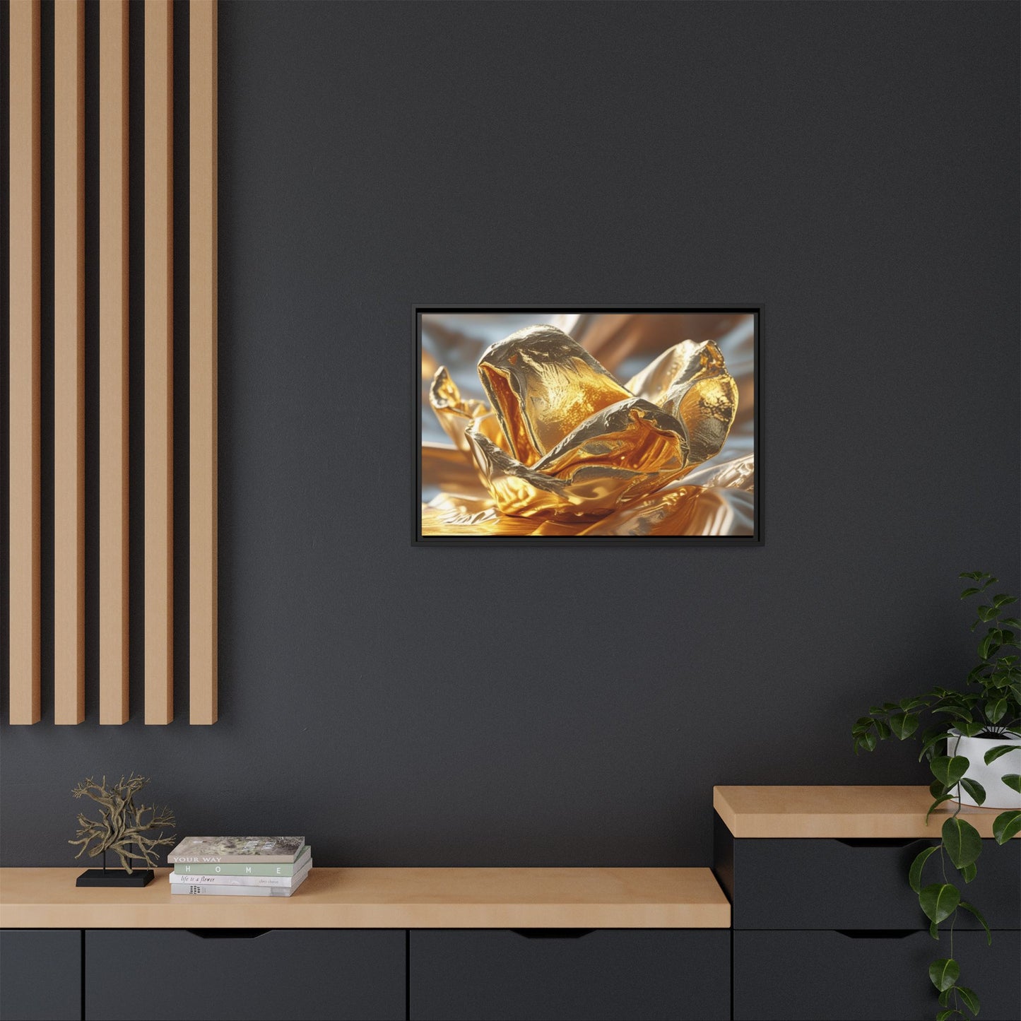 Gold Foil Rose Canvas Art - Elegant Home Decor