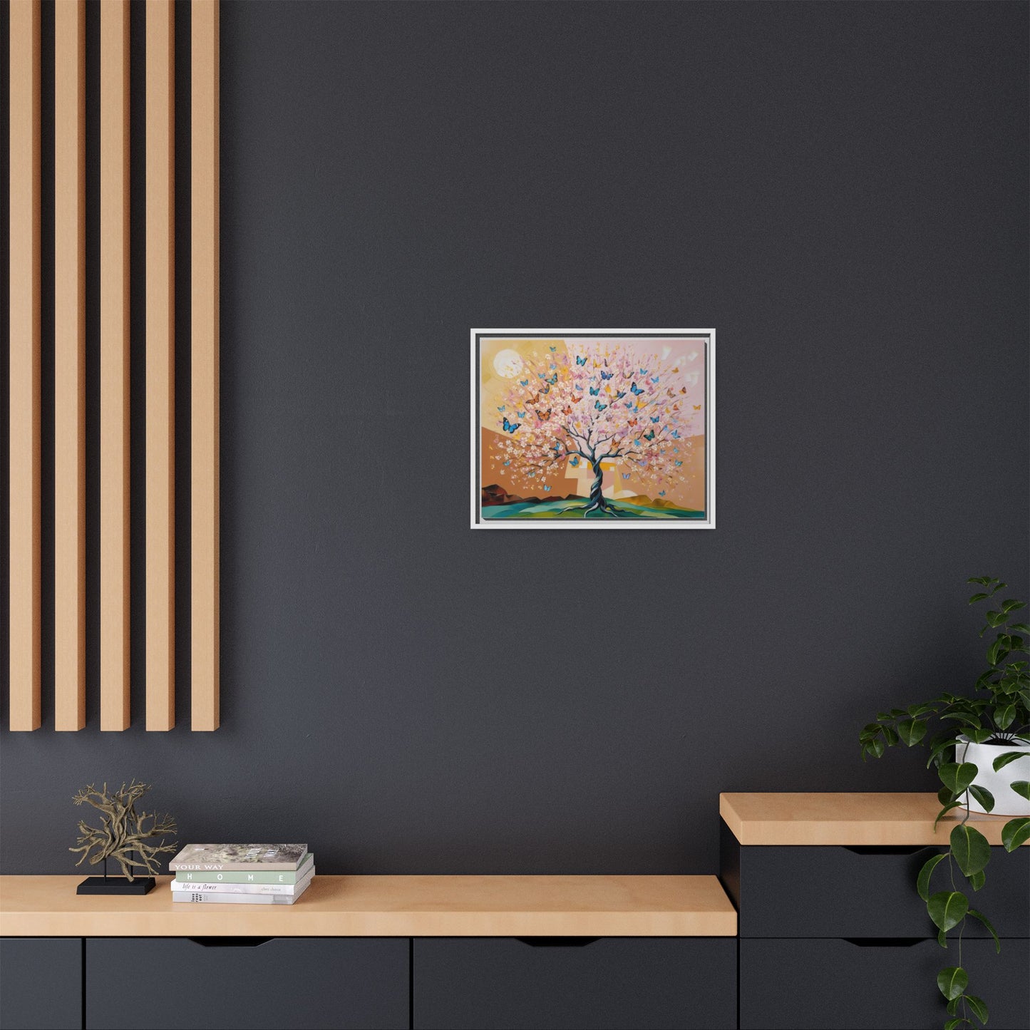 Colorful Butterfly Blossom Framed Canvas Art