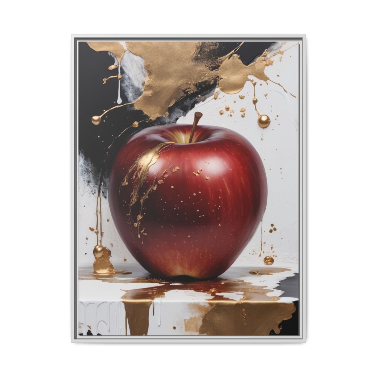 Elegant Apple Art Print - Multi-color Framed Canvas