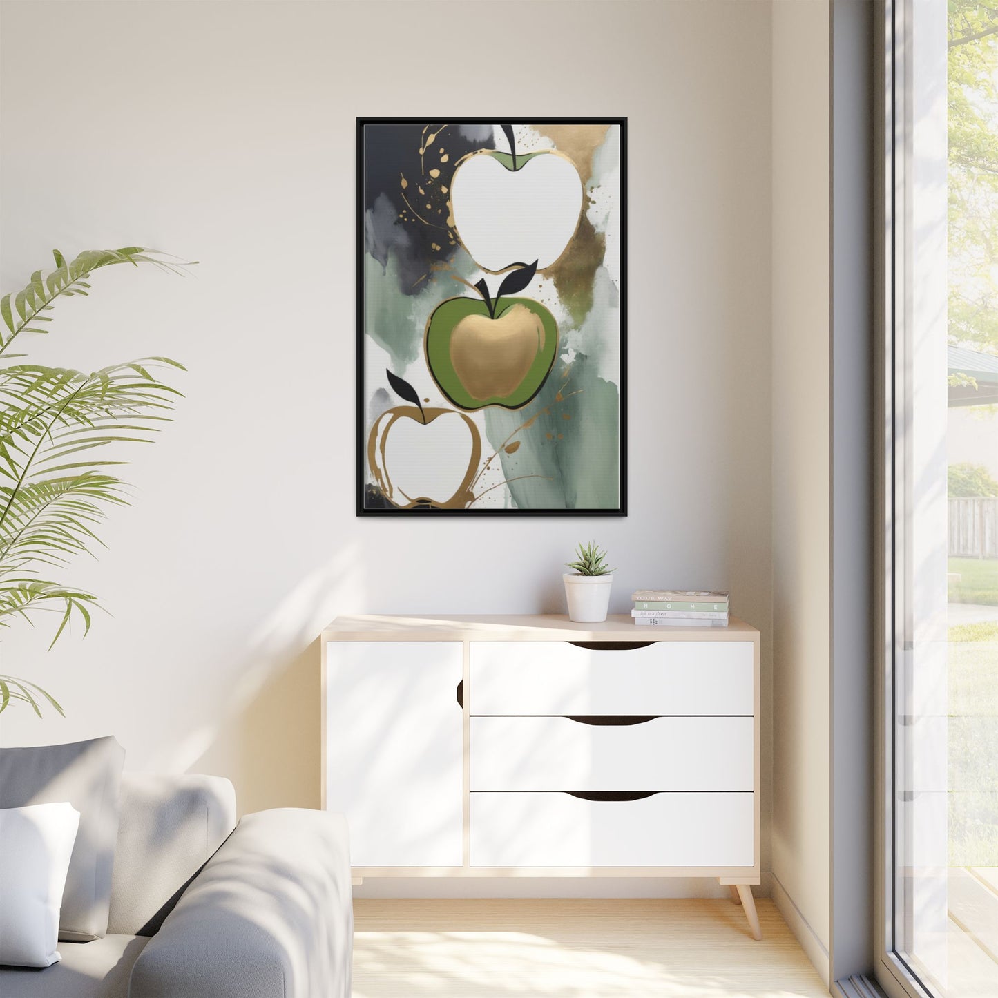Modern Abstract Apple Canvas Art Print - Colorful Framed Wall Decor