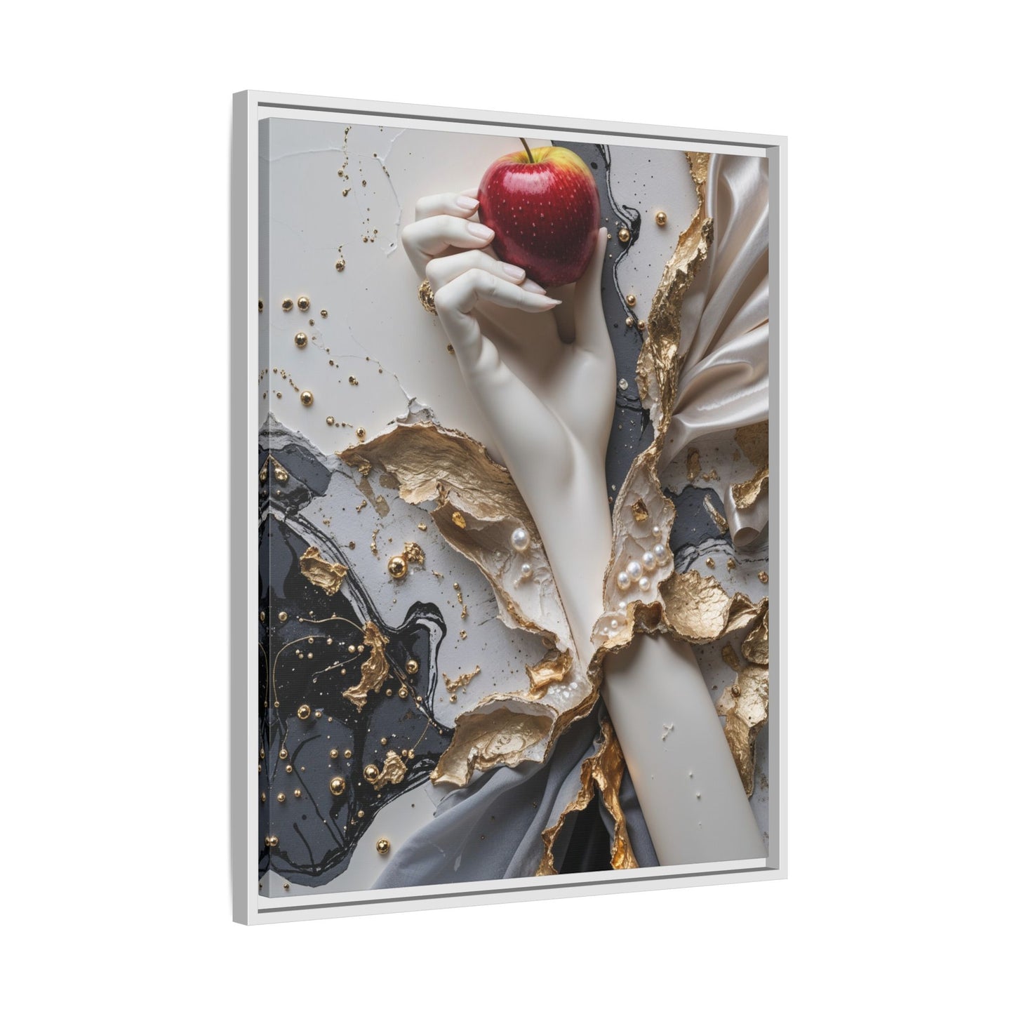 Elegant Framed Canvas Art - Modern Abstract Design with Apple