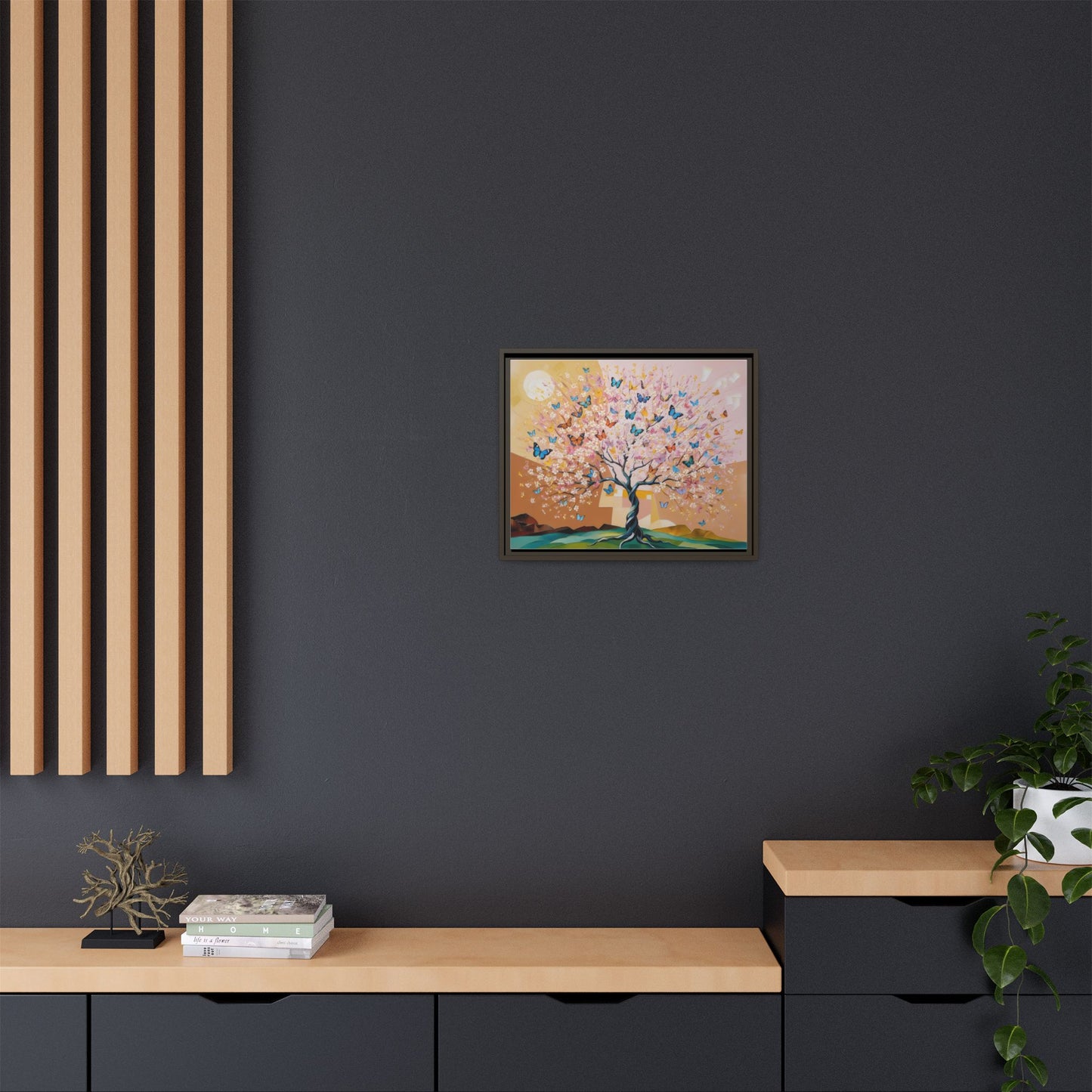 Colorful Butterfly Blossom Framed Canvas Art